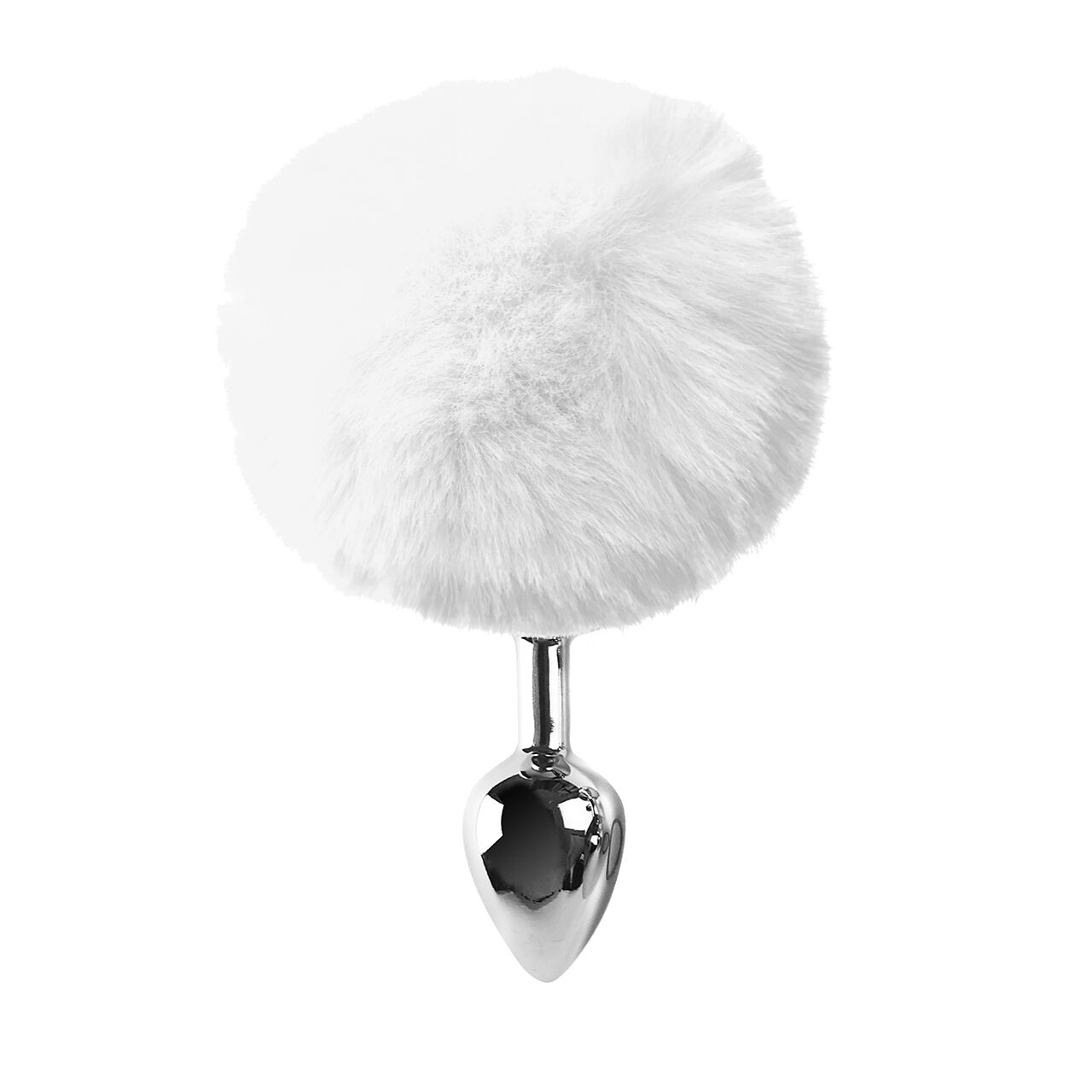 Металева анальна пробка М Art of Sex - Metal Butt plug Rabbit Tail White, діаметр 3,4 см