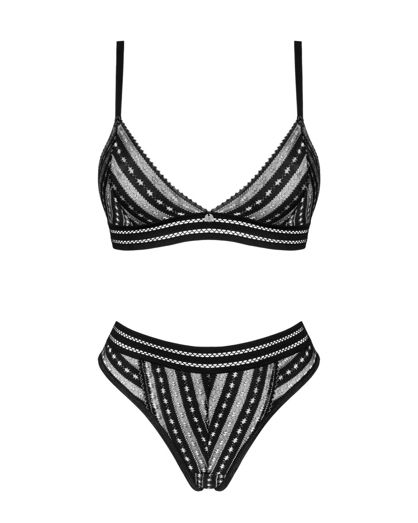 Комплект білизни Obsessive Natilya 2-pcs set M/L, black, бюстгальтер, трусики