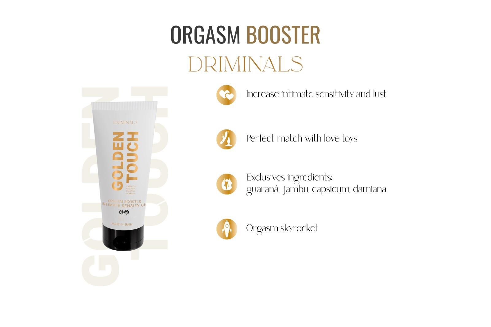 Збуджувальний гель для клітора Driminals Golden Touch Orgasm Booster, 30 мл, розігрів та поколювання