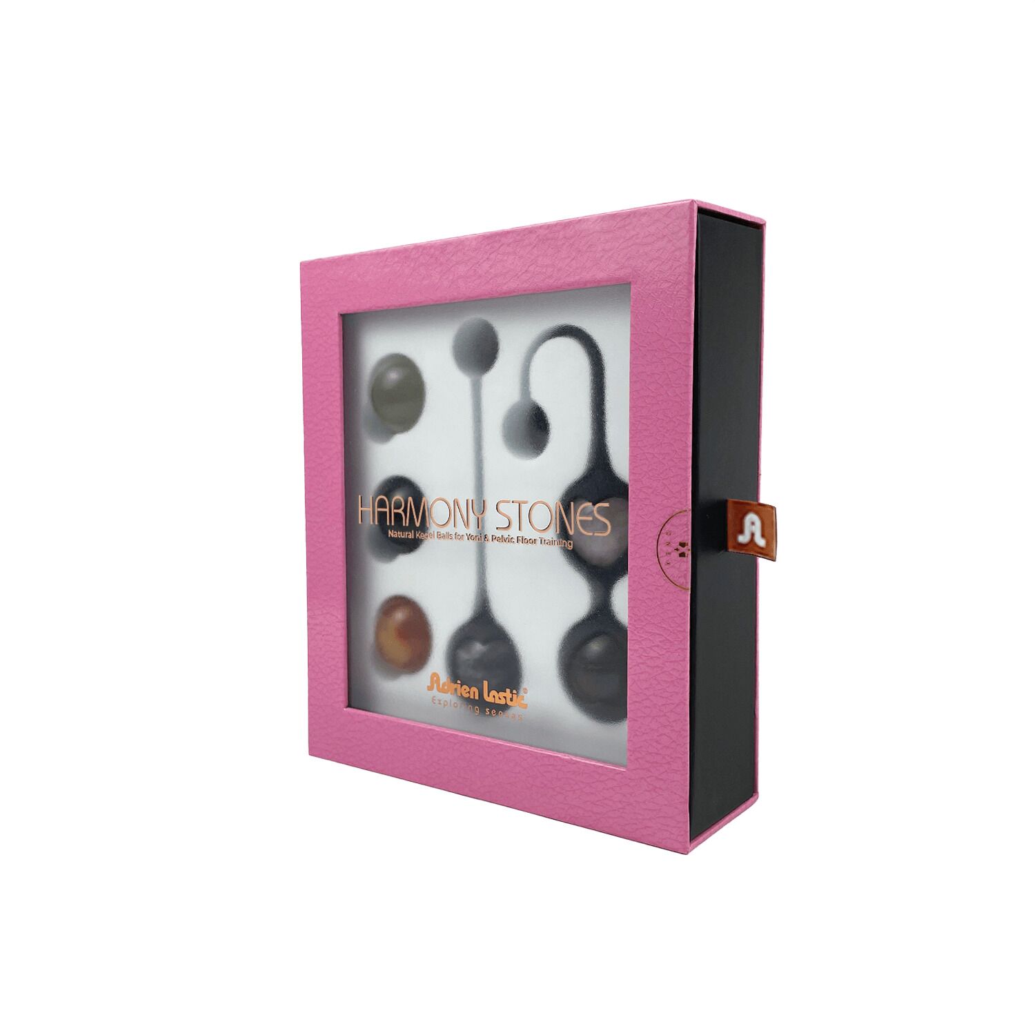 Вагінальні кульки Adrien Lastic Harmony Stones, напівдорогоцінне каміння, діаметр 3 см, 2 тримачі