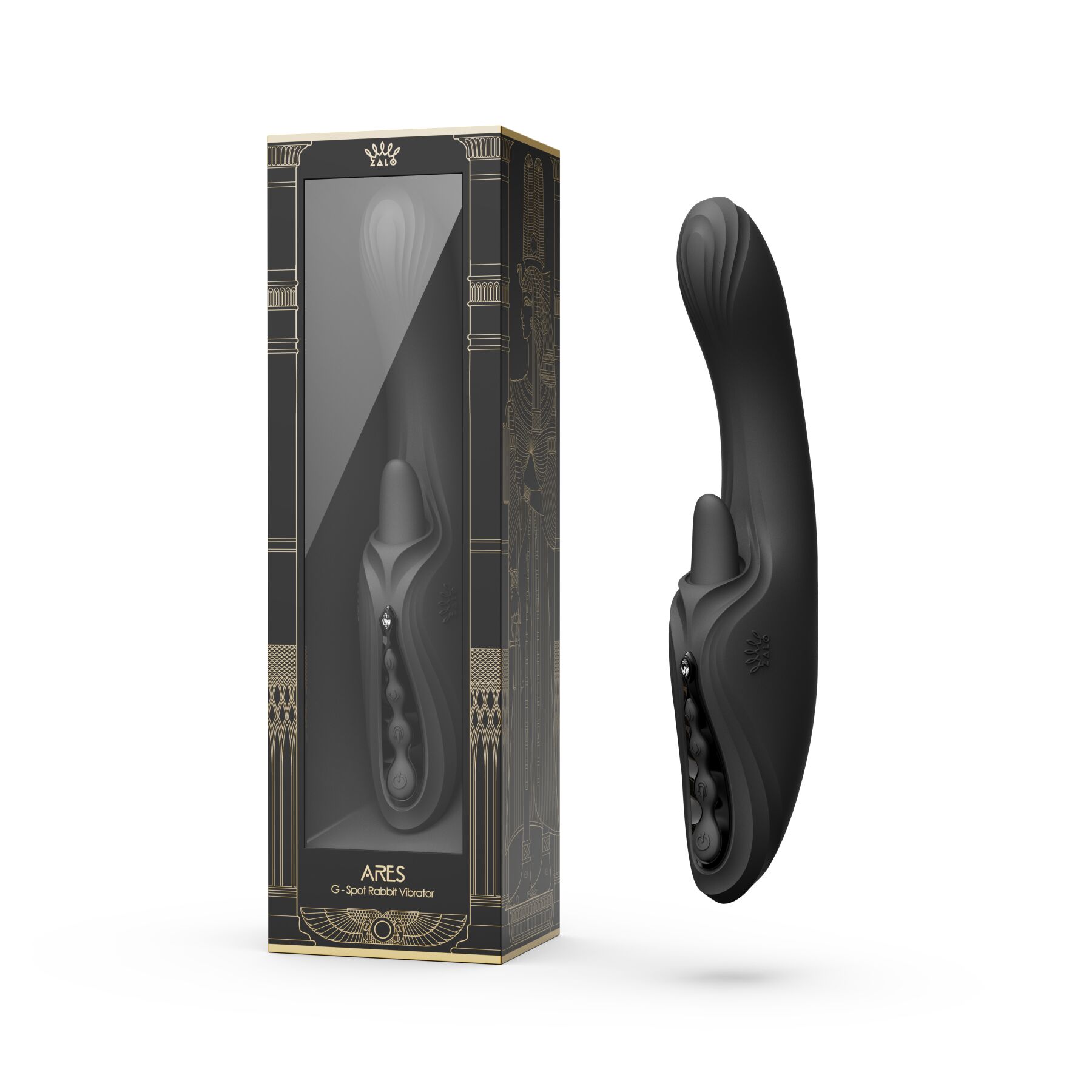 Смарт-вібратор Zalo Ares Obsidian Black, підігрів, 3 мотори, язичок для клітора, стимуляція точки G