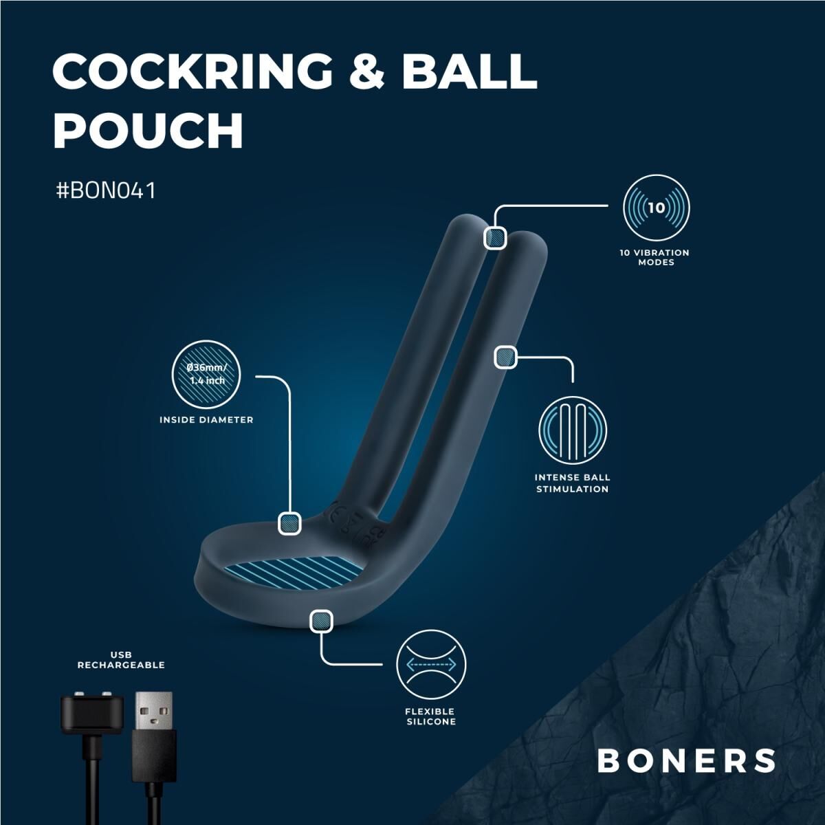 Ерекційне кільце Boners Cockring & Ball Stimulator