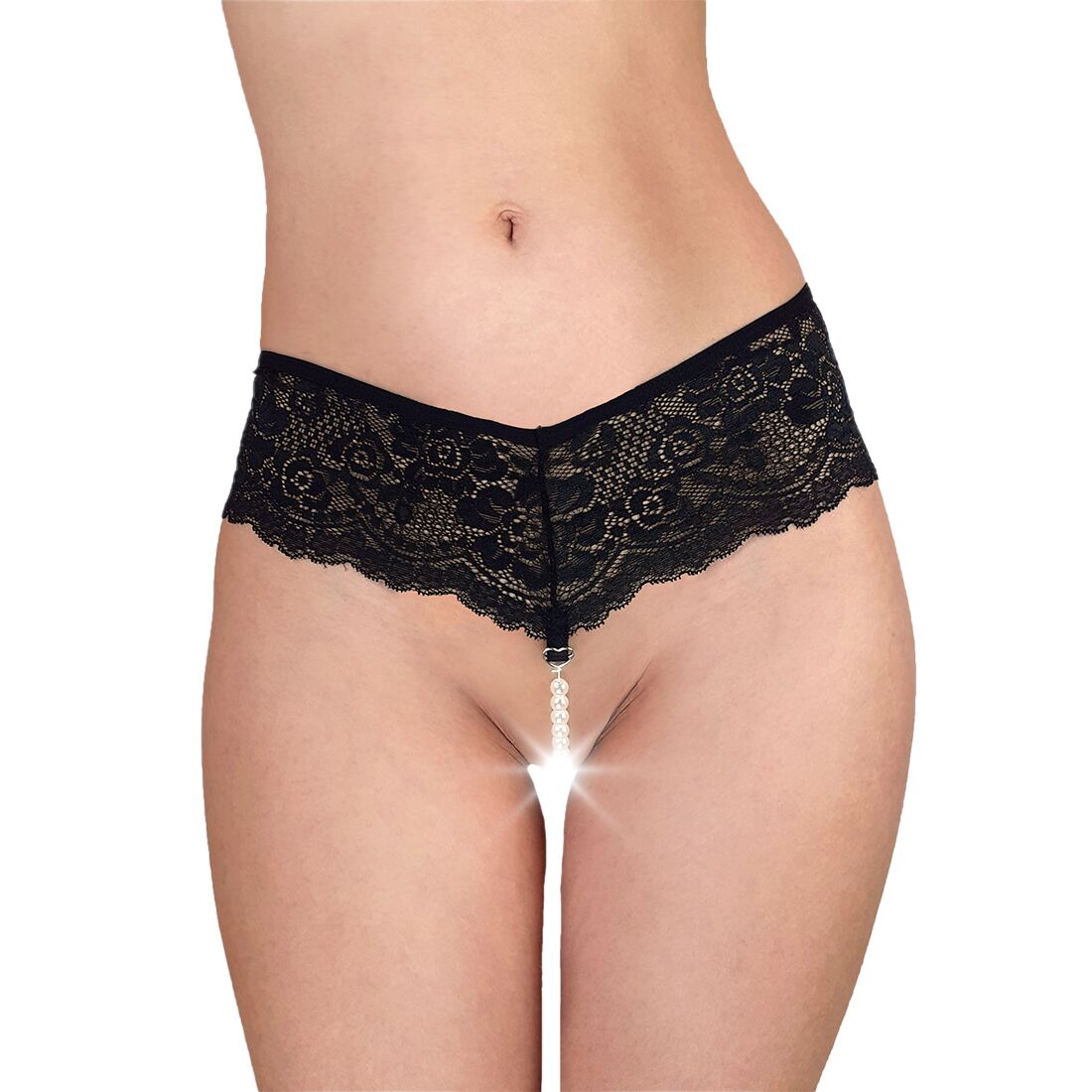 Сексуальні жіночі трусики Fabiana з перлинами, чорні, розмір XS-M