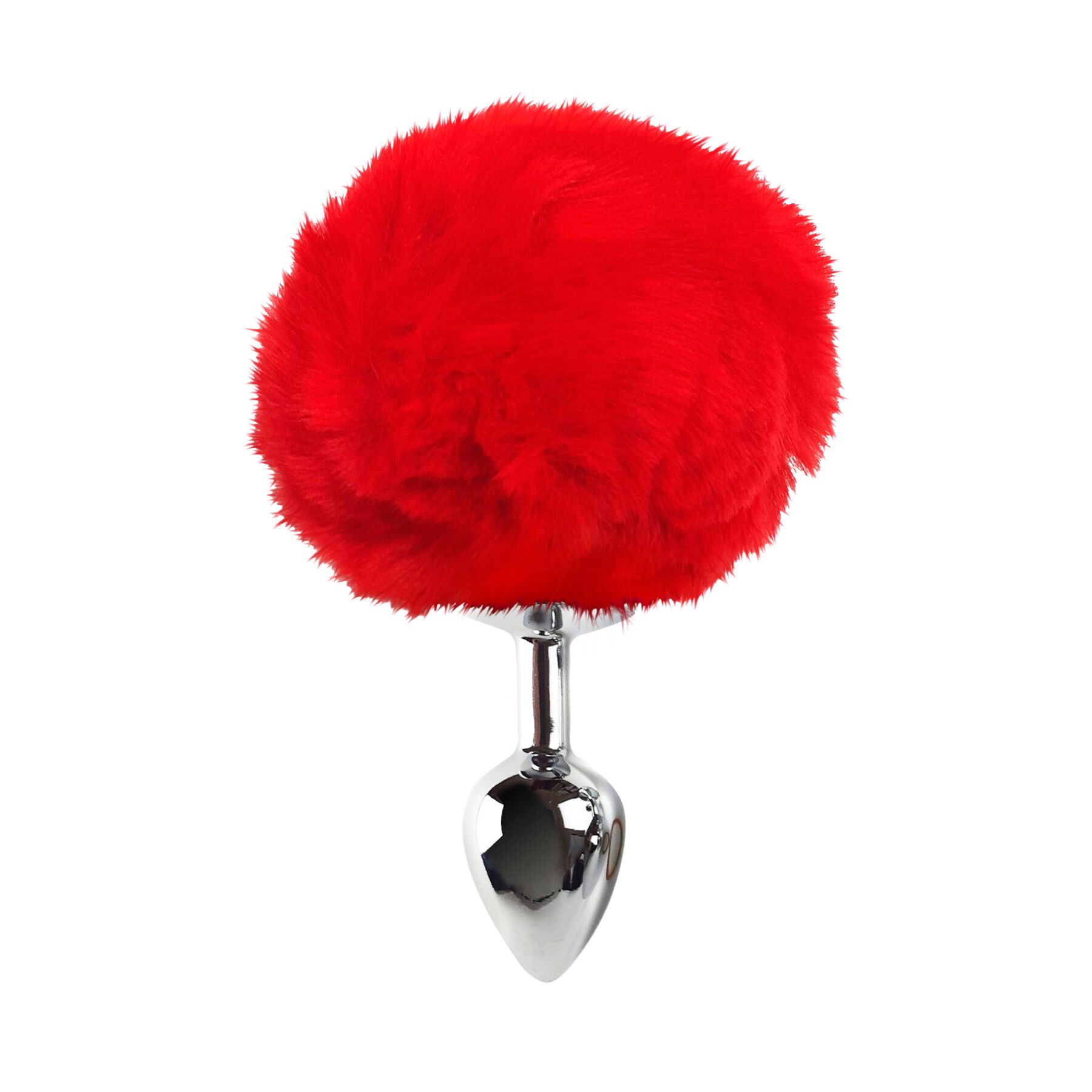 Металева анальна пробка М Art of Sex - Metal Butt plug Rabbit Tail Red, діаметр 3,4 см