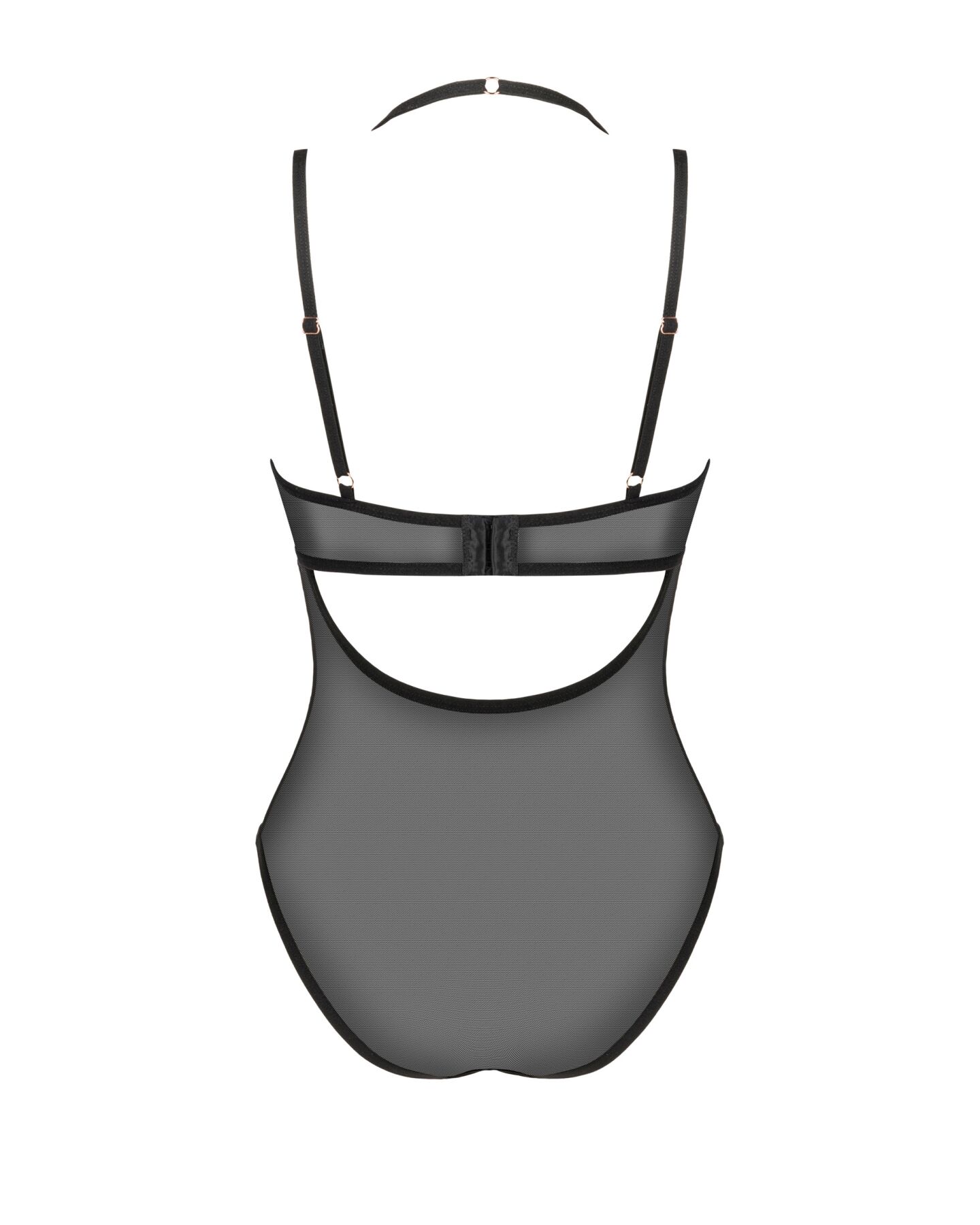 Прозоре боді Obsessive Selinne teddy XS/S Black, дрібна сітка, подвійні бретелі