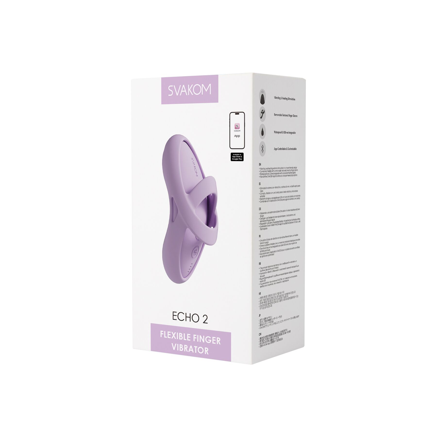 Смарт-вібратор для клітора Svakom Echo 2 Pink Lilac, підігрів до 38 °C, знімна насадка на палець