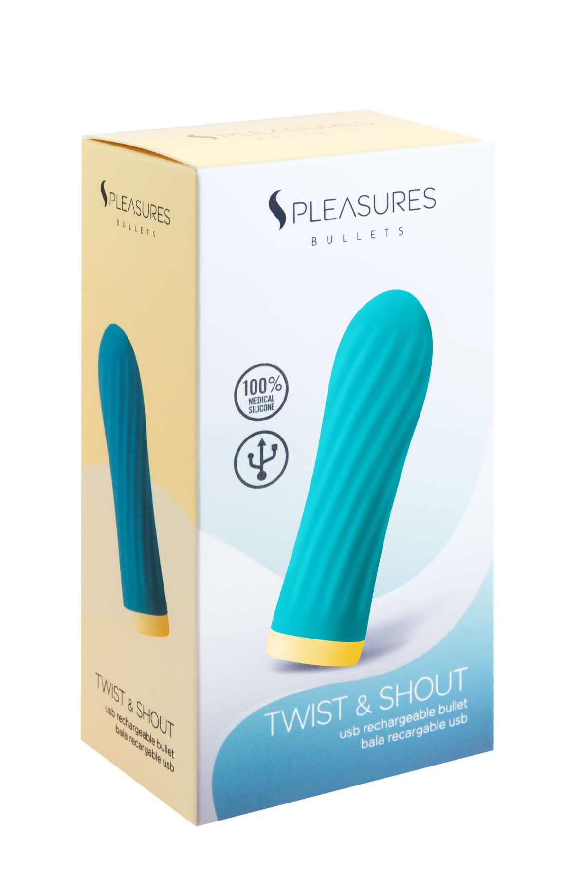 Віброкуля S Pleasures Bullets Twist & Shout Turquoise, бірюзова, ребриста поверхня, 10 режимів