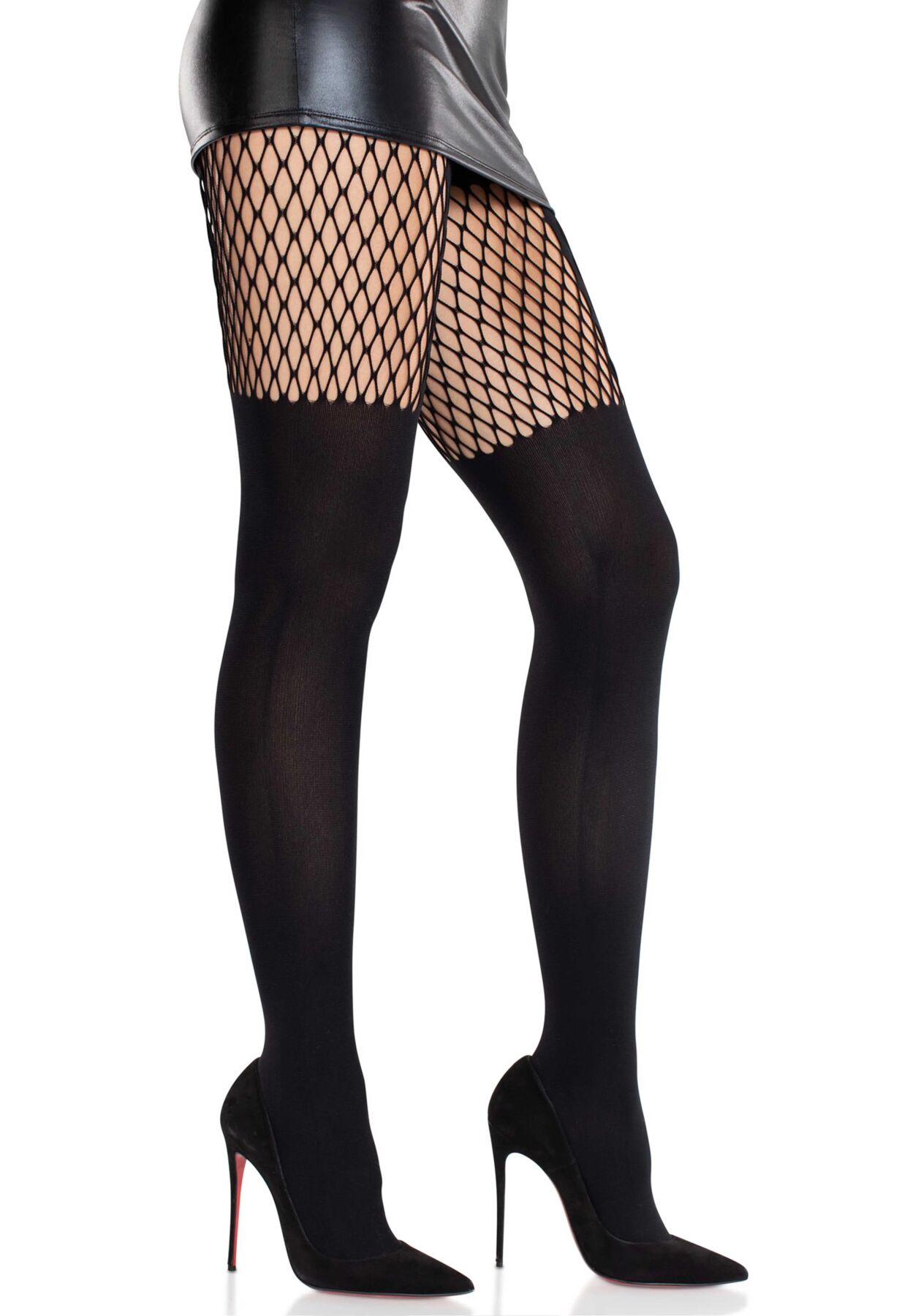 Колготки Leg Avenue Garter Illusion Tights with Net Detail One Size Black