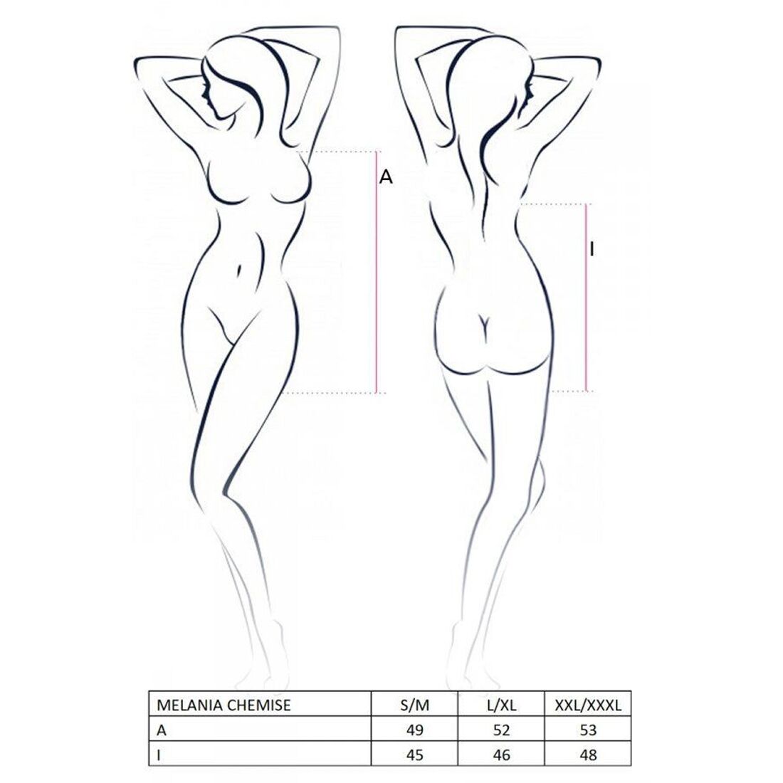 Сорочка прозора бебі-дол Passion MELANIA CHEMISE L/XL, black, трусики, на тонких бретелях