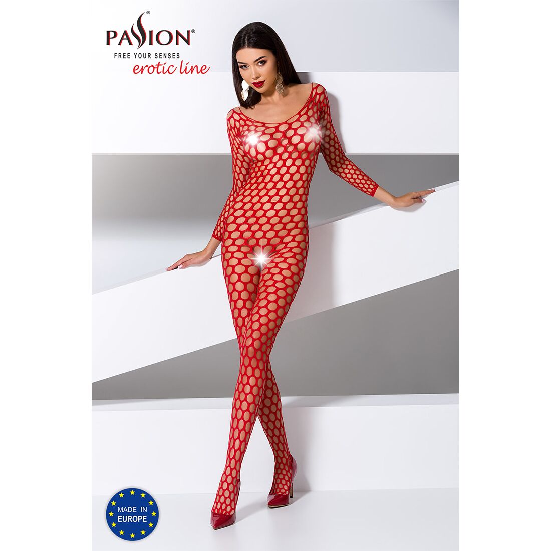 Бодістокінг з великою сіткою Passion BS077 red