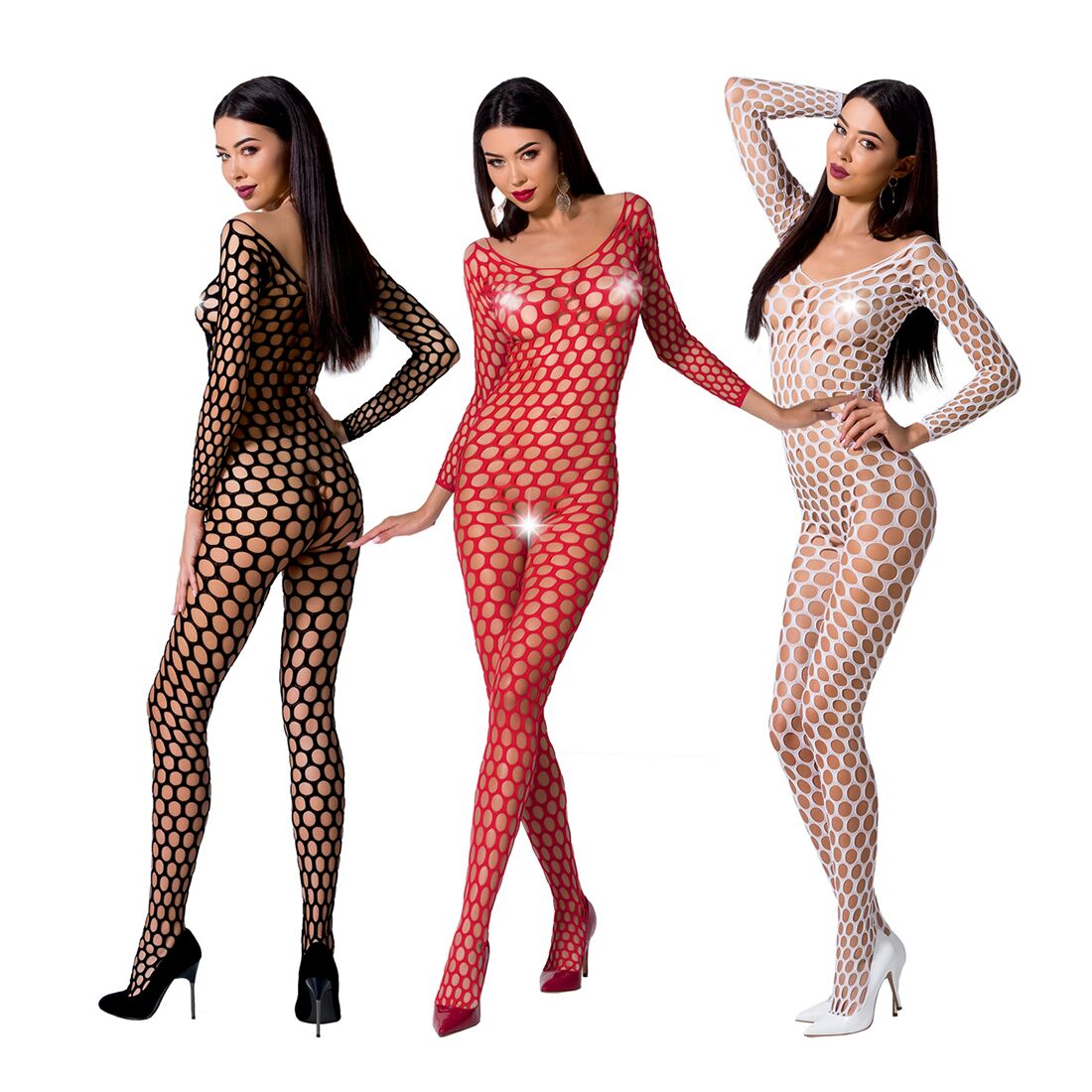 Бодістокінг з великою сіткою Passion BS077 red