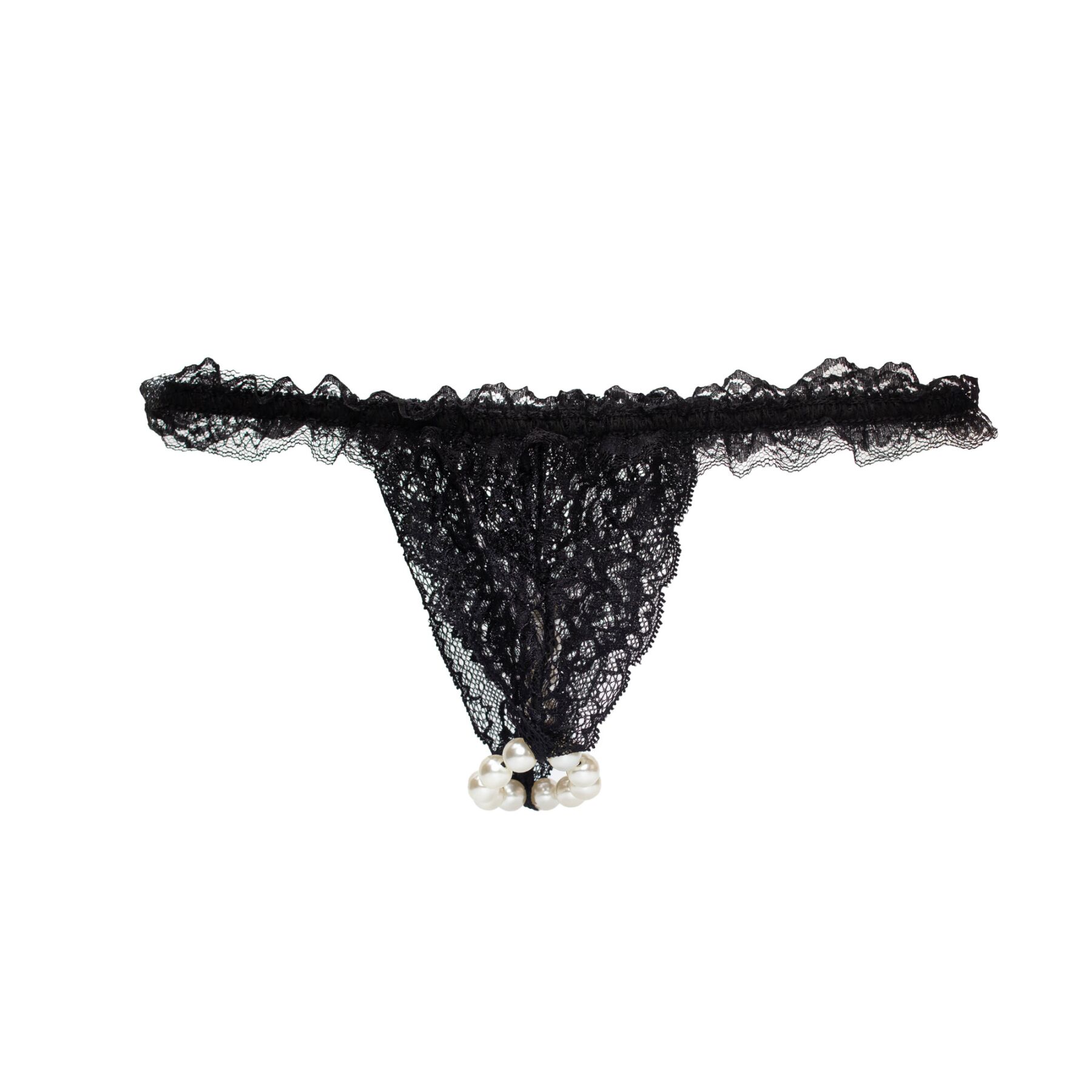 Набір Intt BRAZILIAN PANTY BLACK: трусики на резинці S-XL з перлинним кільцем + полунична змазка