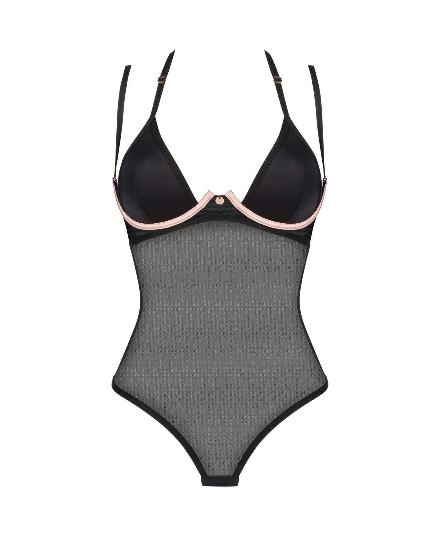 Прозоре боді Obsessive Selinne teddy XL/2XL Black, дрібна сітка, подвійні бретелі