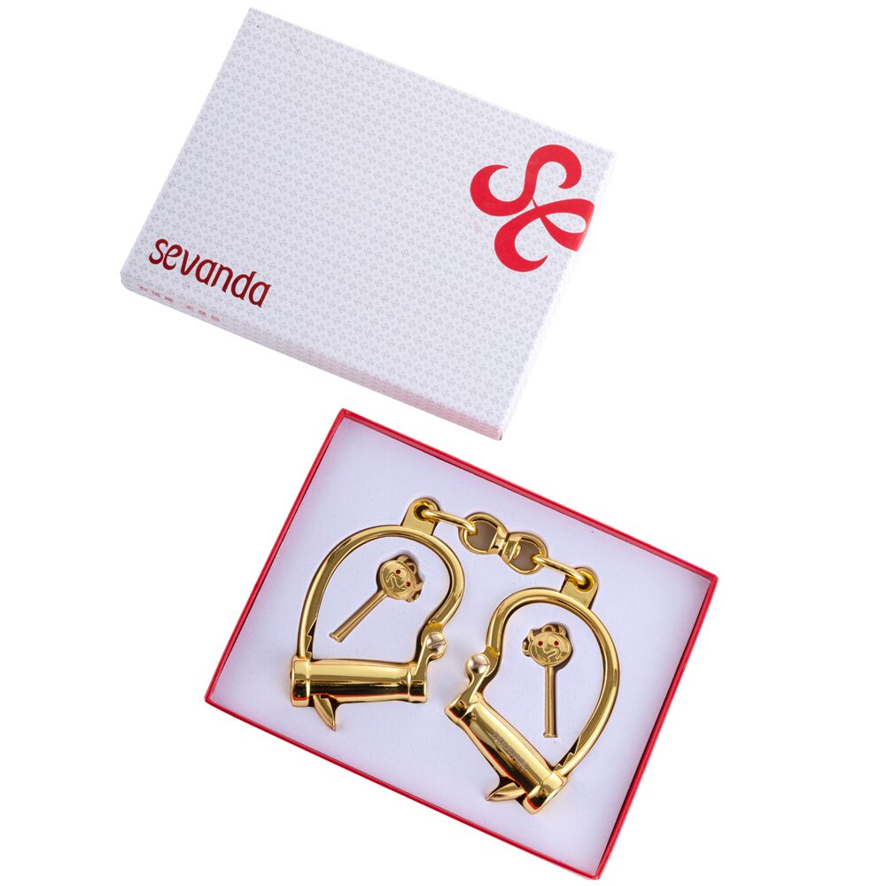 Наручники LOCKINK Love-slave Handcuffs, золотисті, металеві, у формі стремен