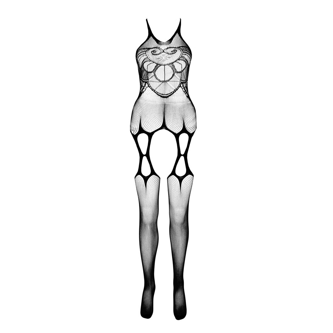 Бодістокінг Passion ECO BS002 red, з доступом, імітація підв’язок, абстрактний малюнок