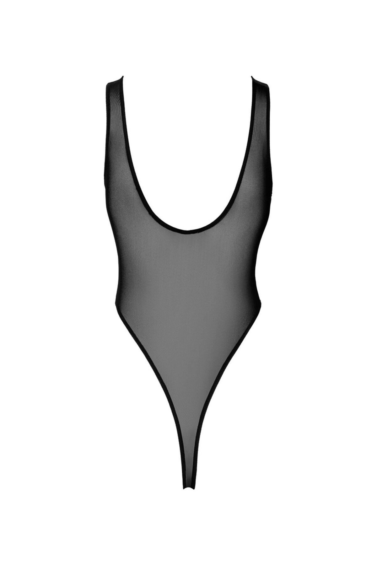 Боді Noir Handmade F322 Paparazzi , 3XL, прозоре, низ стрінги, високі вирізи