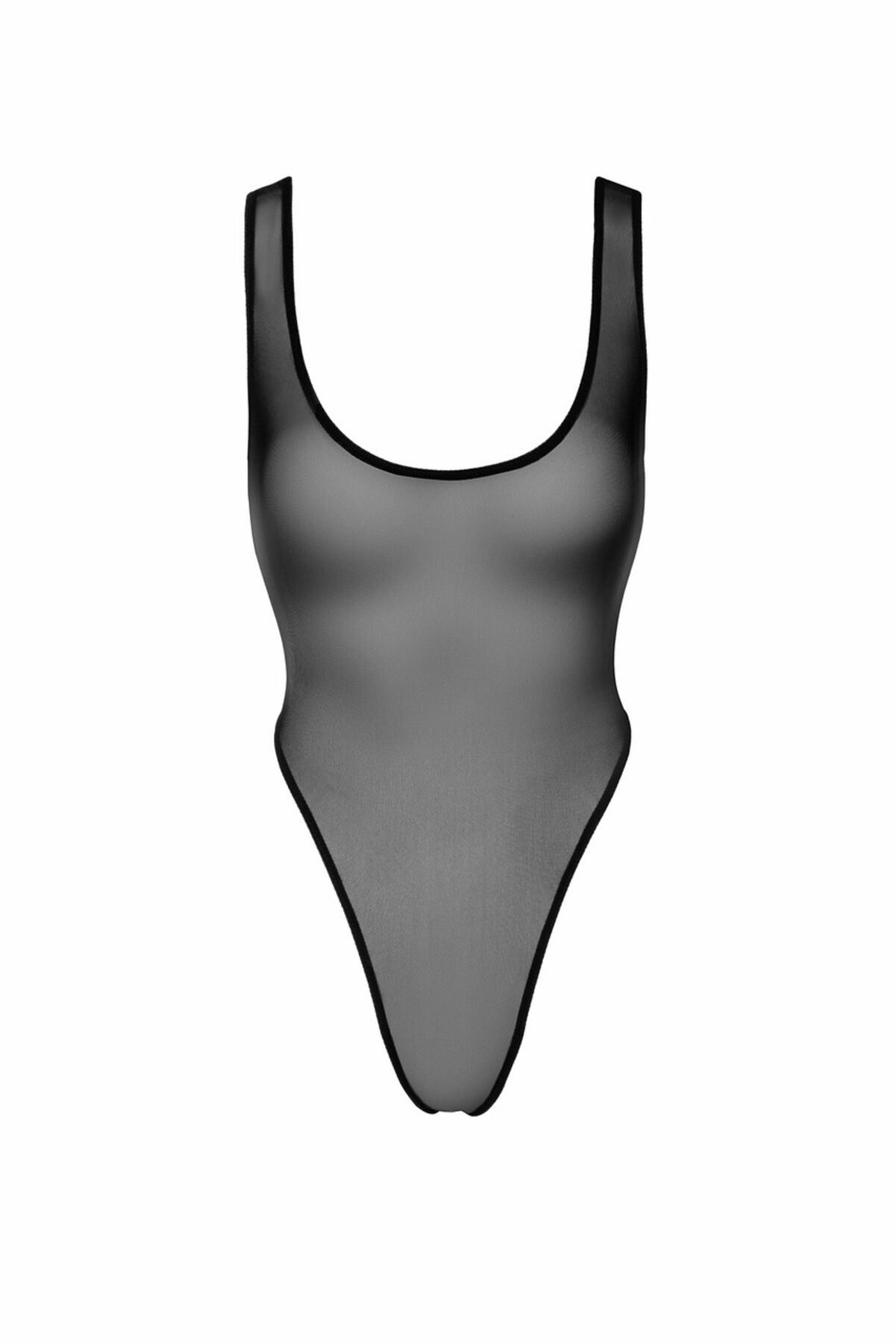 Боді Noir Handmade F322 Paparazzi , 3XL, прозоре, низ стрінги, високі вирізи