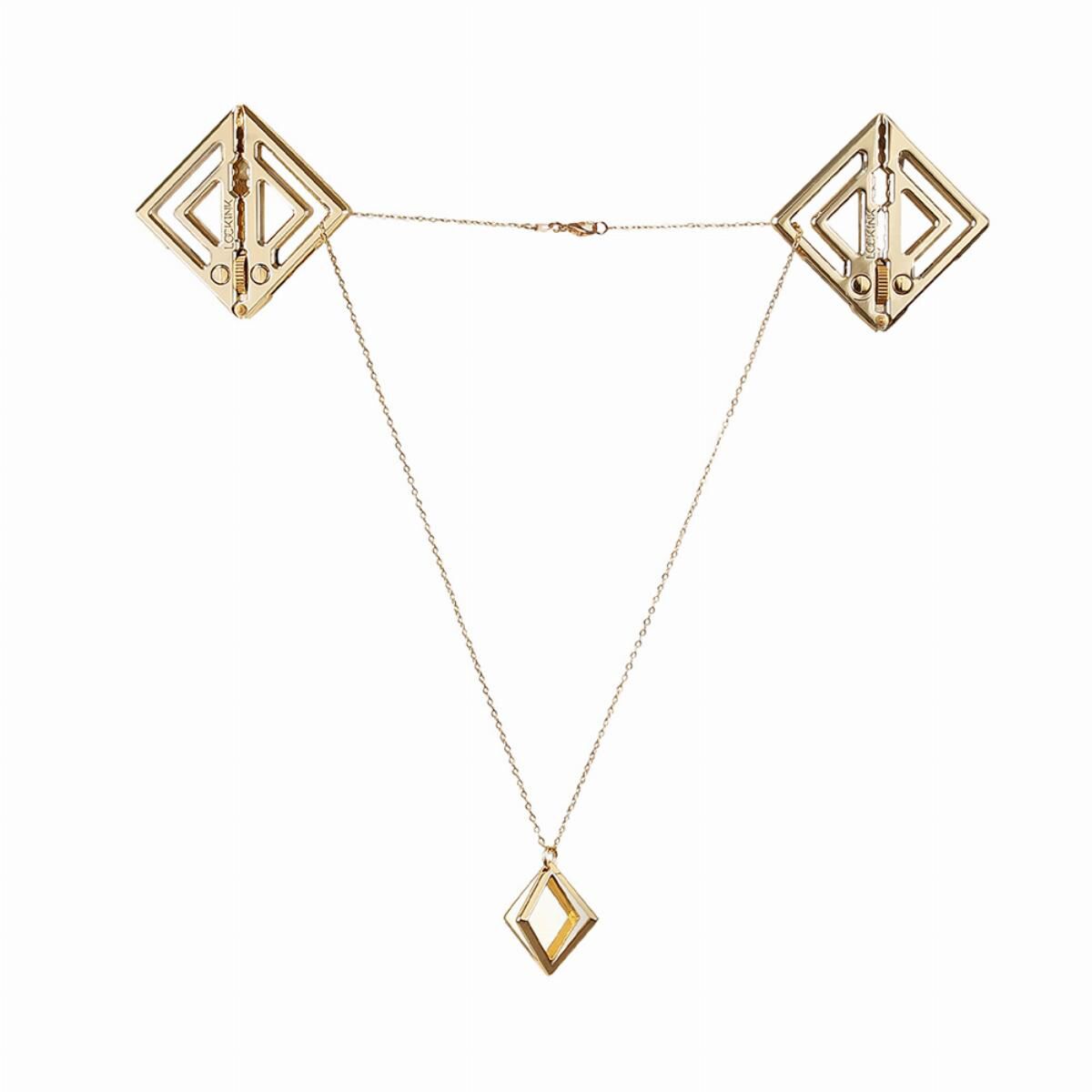 Затискачі для сосків з легкої підвіскою LOCKINK Adjustable Nipple Clamps with Light Pendant - Golden