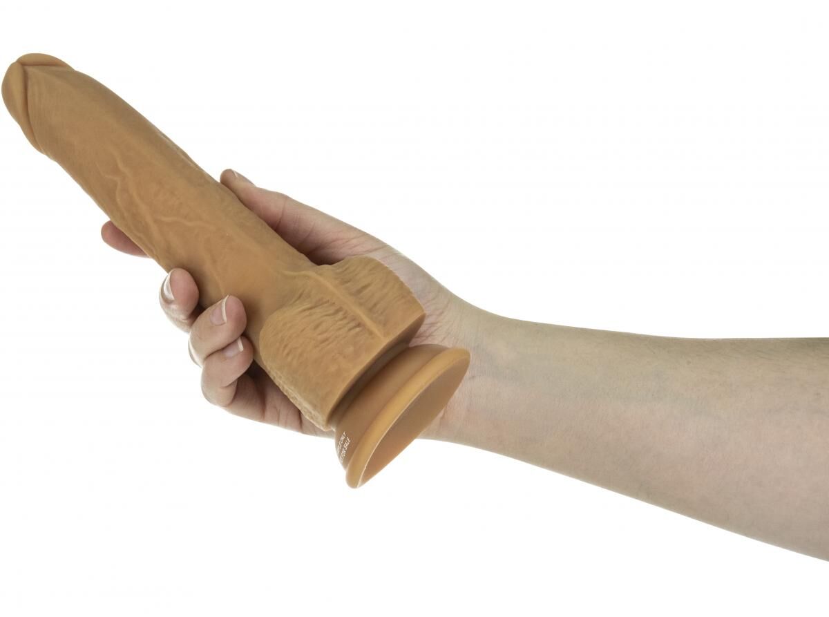 Фалоімітатор з пульсацією Naked ADDICTION Dominic 9″ Caramel, пульт ДК, діаметр 4,2 см