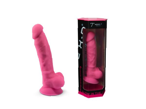 Фалоімітатор SilexD Johnny Pink Glow in the dark, двошаровий, силікон+Silexpan, діаметр 3,5см