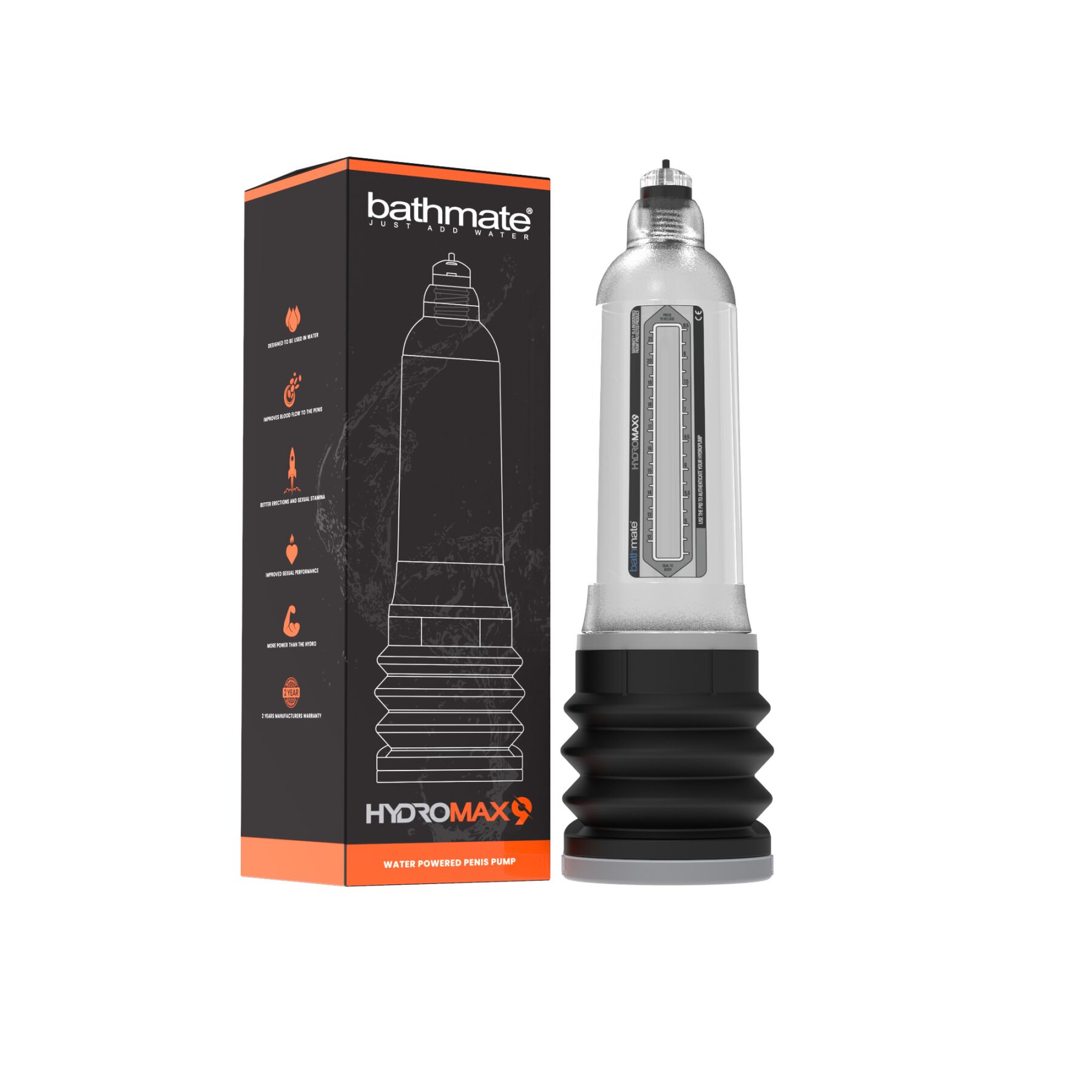 Гідропомпа Bathmate Hydromax 9 Clear, для члена довжиною від 18 до 23 см, діаметр до 5,5 см