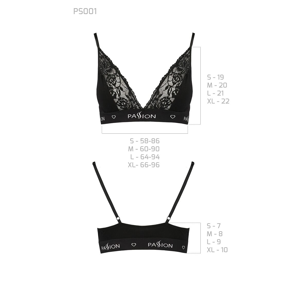 Еластичний топ з мереживом Passion PS001 TOP M, black