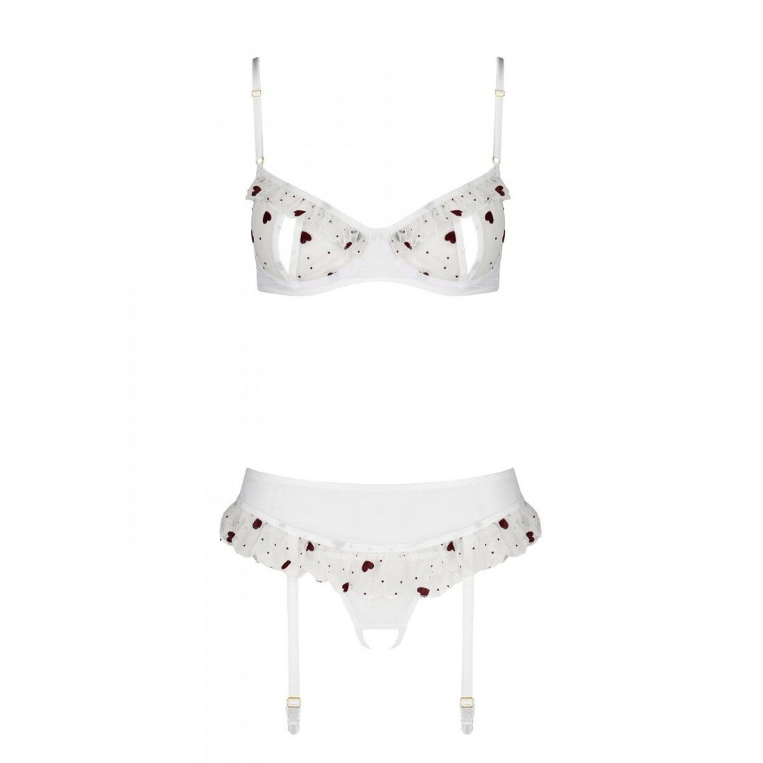 Сексуальний комплект з поясом для панчіх Passion LOVELIA SET XXL/XXXL, white