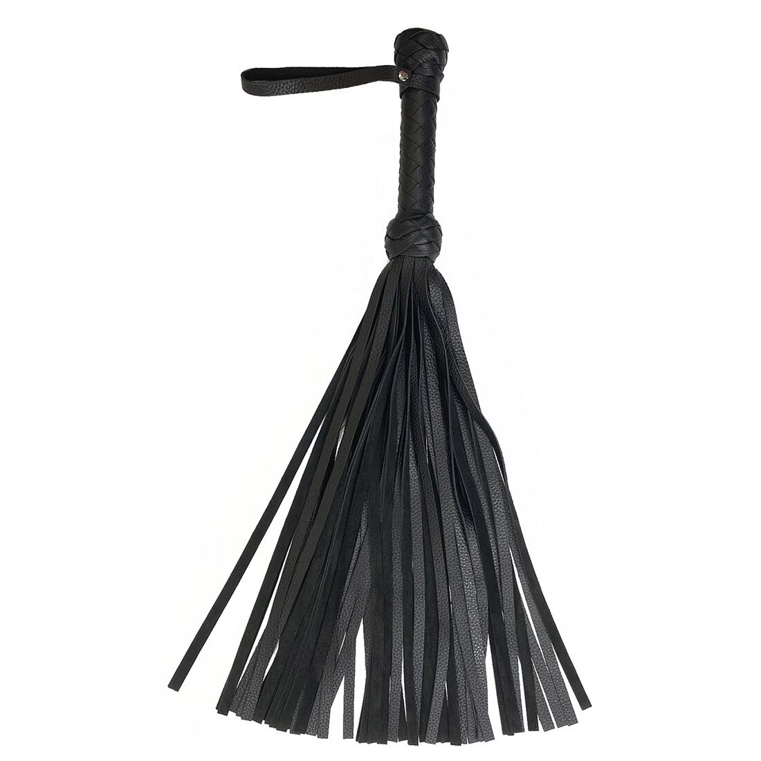 Чорний флогер класичний, натуральна шкіра, 50 хвостів, по 50см, руків’я 20см
