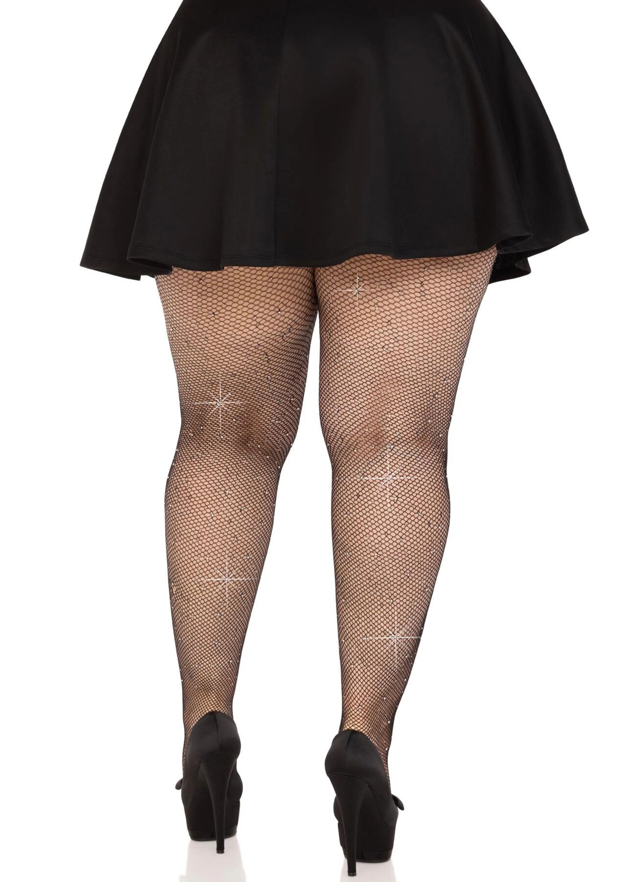 Колготки Leg Avenue Rhinestone micro net tights Plus size Black, дрібна сітка, стрази