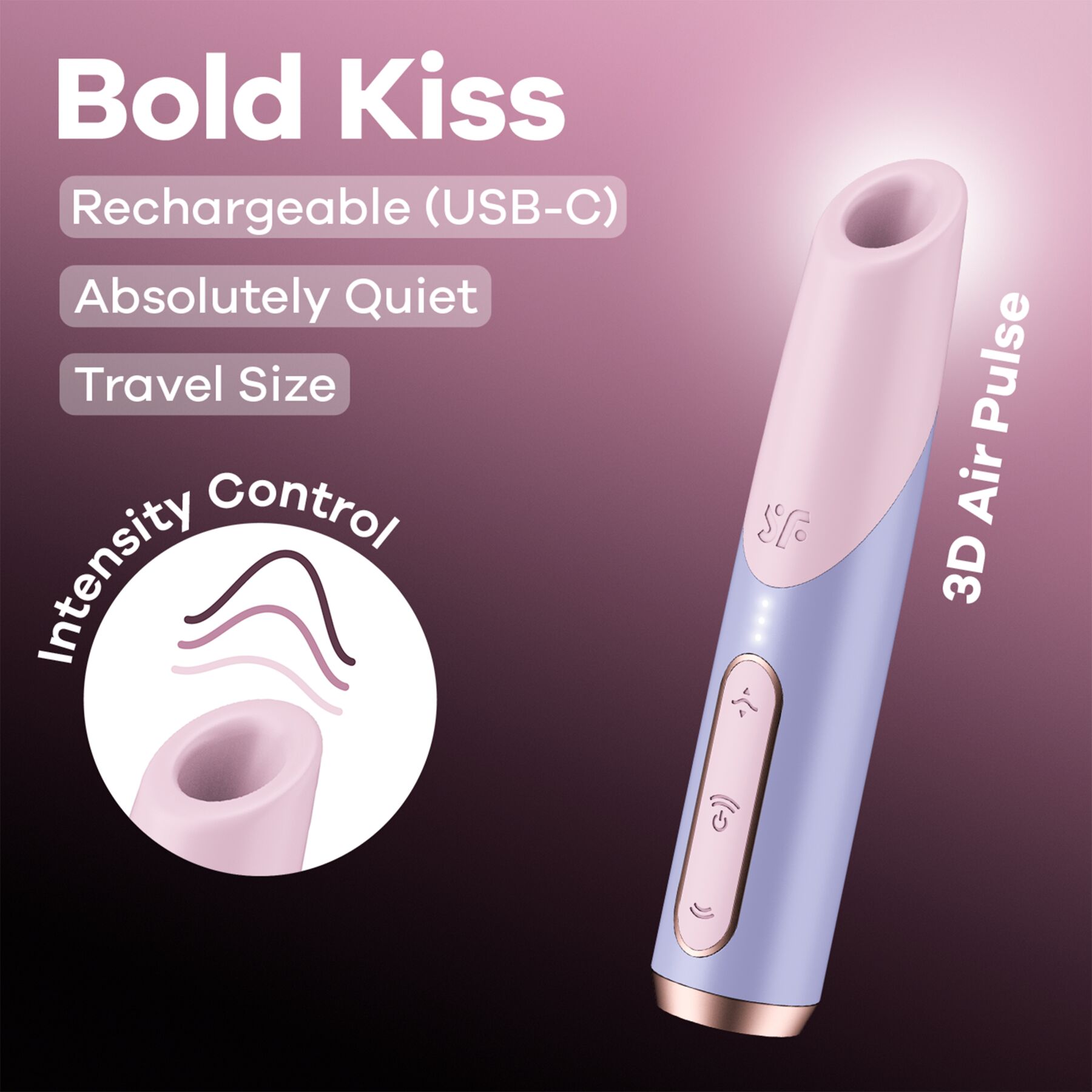 Вакуумний стимулятор Satisfyer Bold Kiss Violet, магнітна технологія 3D Air Pulse, 30 режимів роботи