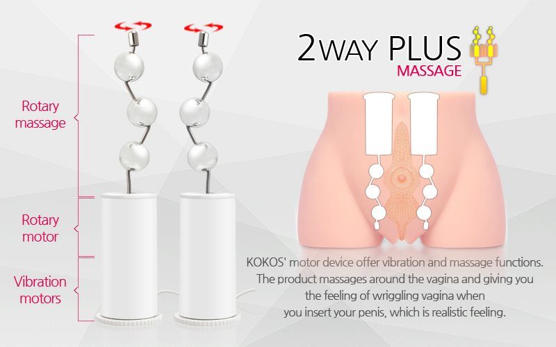 Мастурбатор-полуторс Kokos Cherry 2WayPlus з функцією масажу та вібрацією з вібрацією і масажем, два входи: вагіна і попка