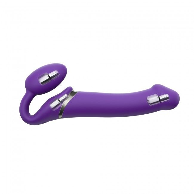 Безремінний страпон з вібрацією Strap-On-Me Vibrating Violet L, діам. 4,2 см, пульт ДК, регульований