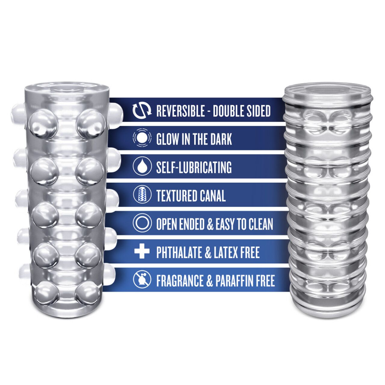 Мастурбатор Blush Rize – Swich Glow in the Dark Masturbator Clear, двосторонній, світиться в темряві