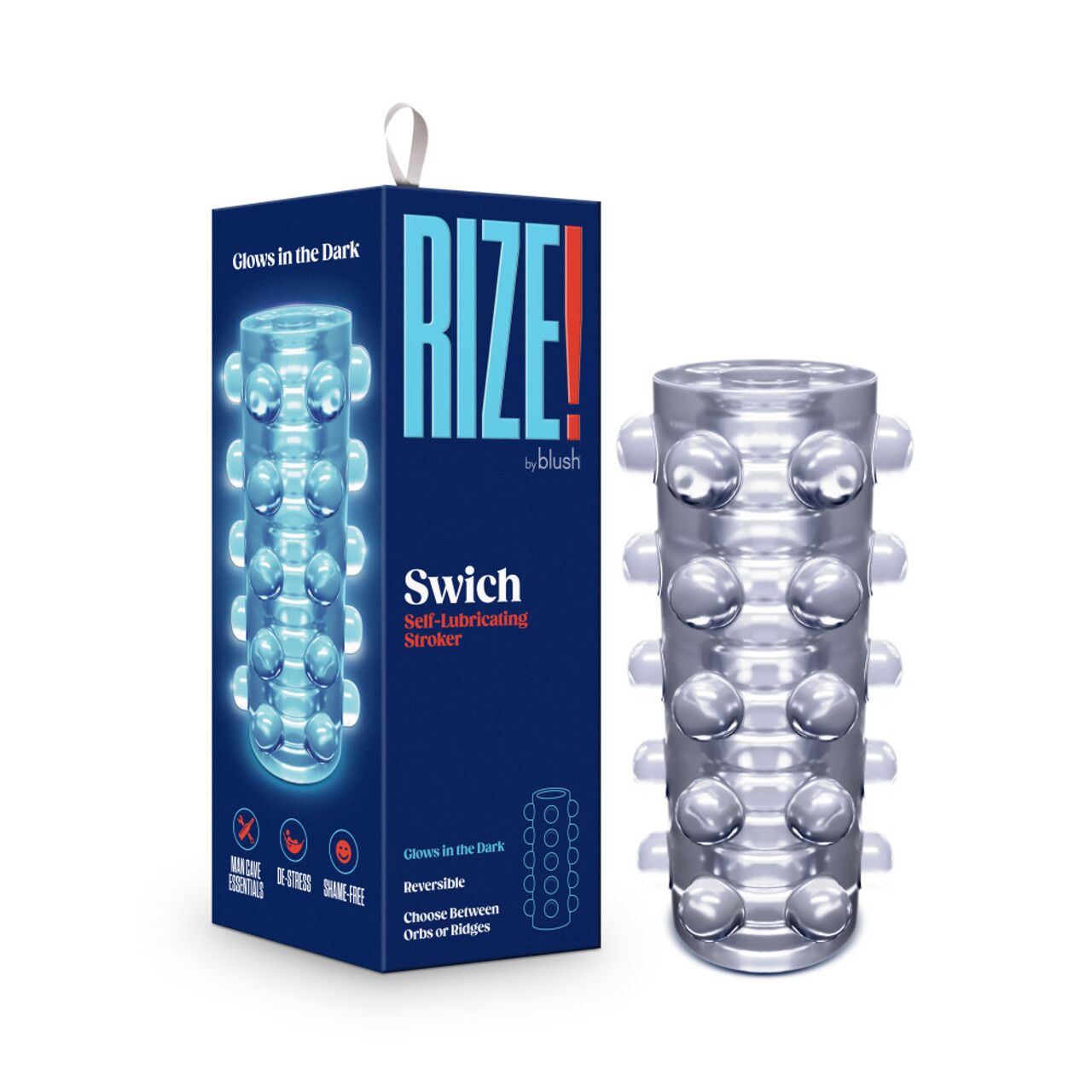 Мастурбатор Blush Rize – Swich Glow in the Dark Masturbator Clear, двосторонній, світиться в темряві
