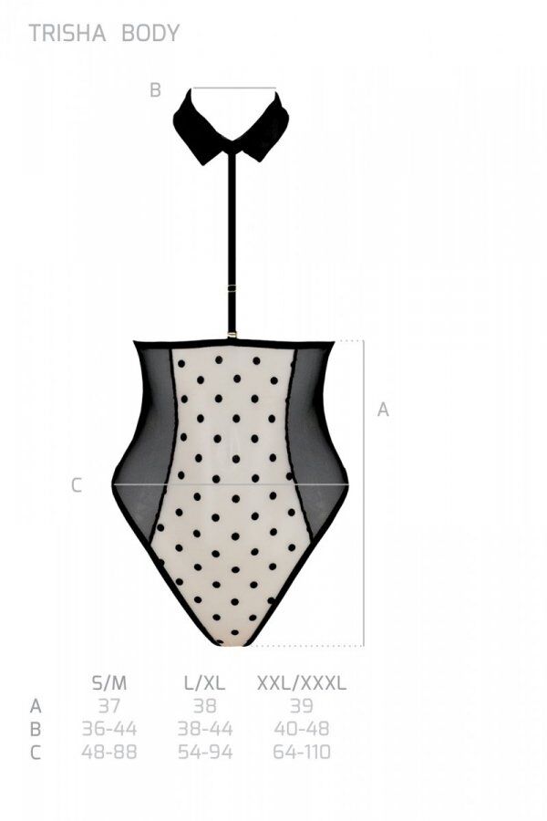 Еротичне боді Passion TRISHA BODY, L/XL, beige, з відкритими чашками