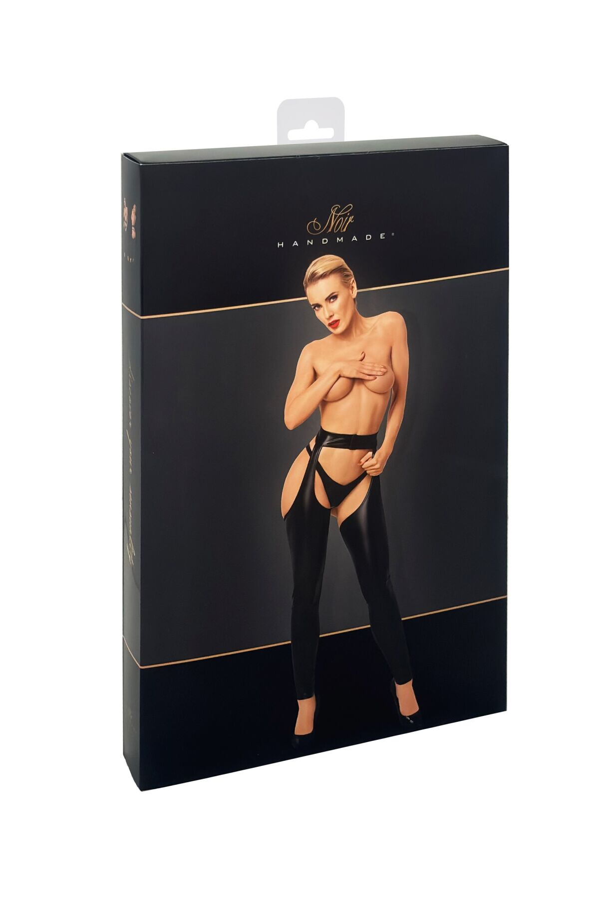 Легінси Noir Handmade F323 Rebel, S, black, під латекс, з відкритими стегнами та сідницями