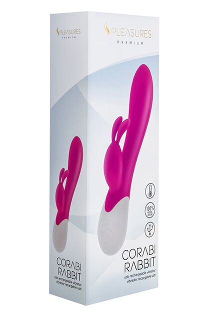 Вібратор-кролик S Pleasures Premium Corabi Rabbit, рожевий, вушка для клітора, 16 режимів, нагрів