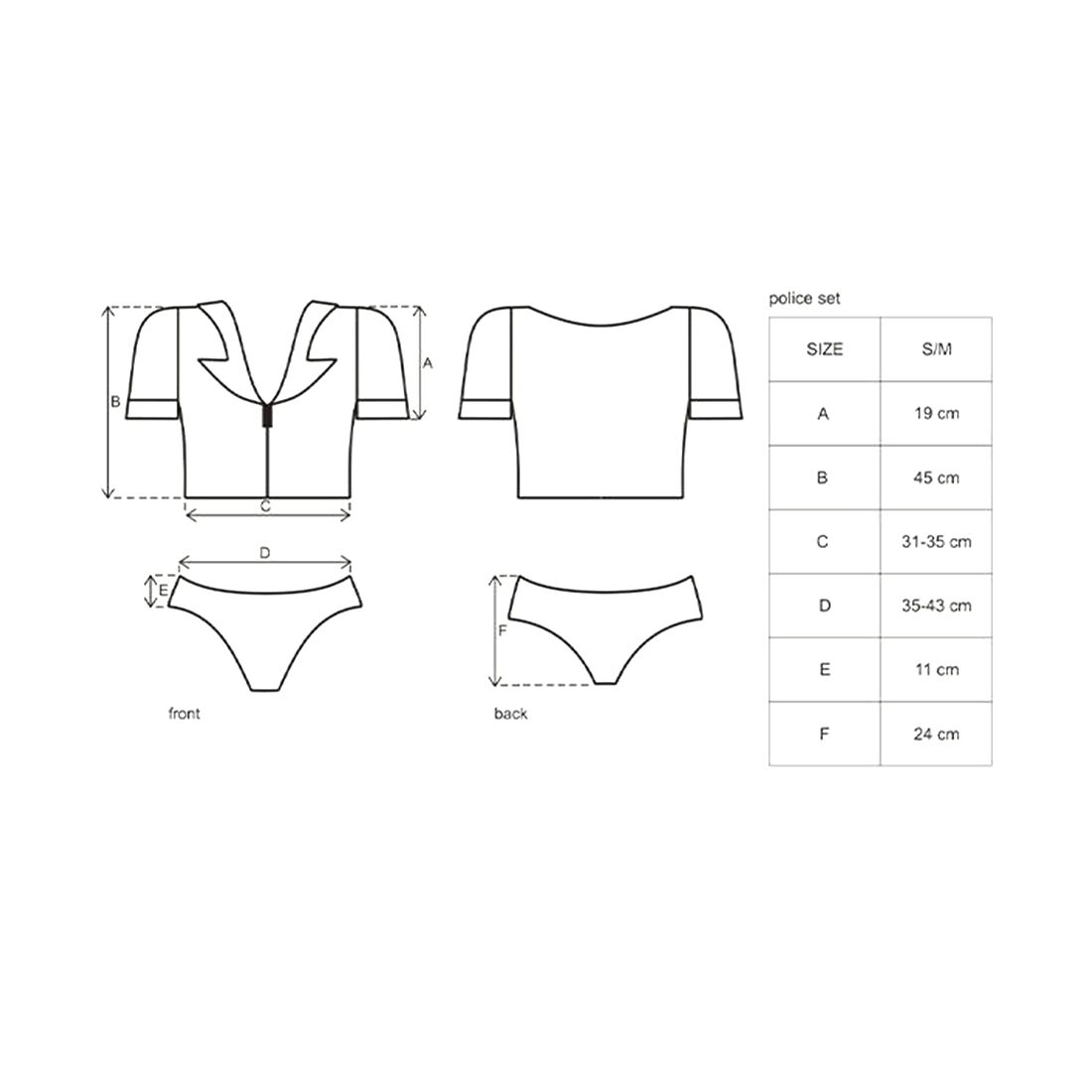 Еротичний костюм поліцейського Obsessive Police set S/M, black, топ, шорти, кепка, пояс, портупея