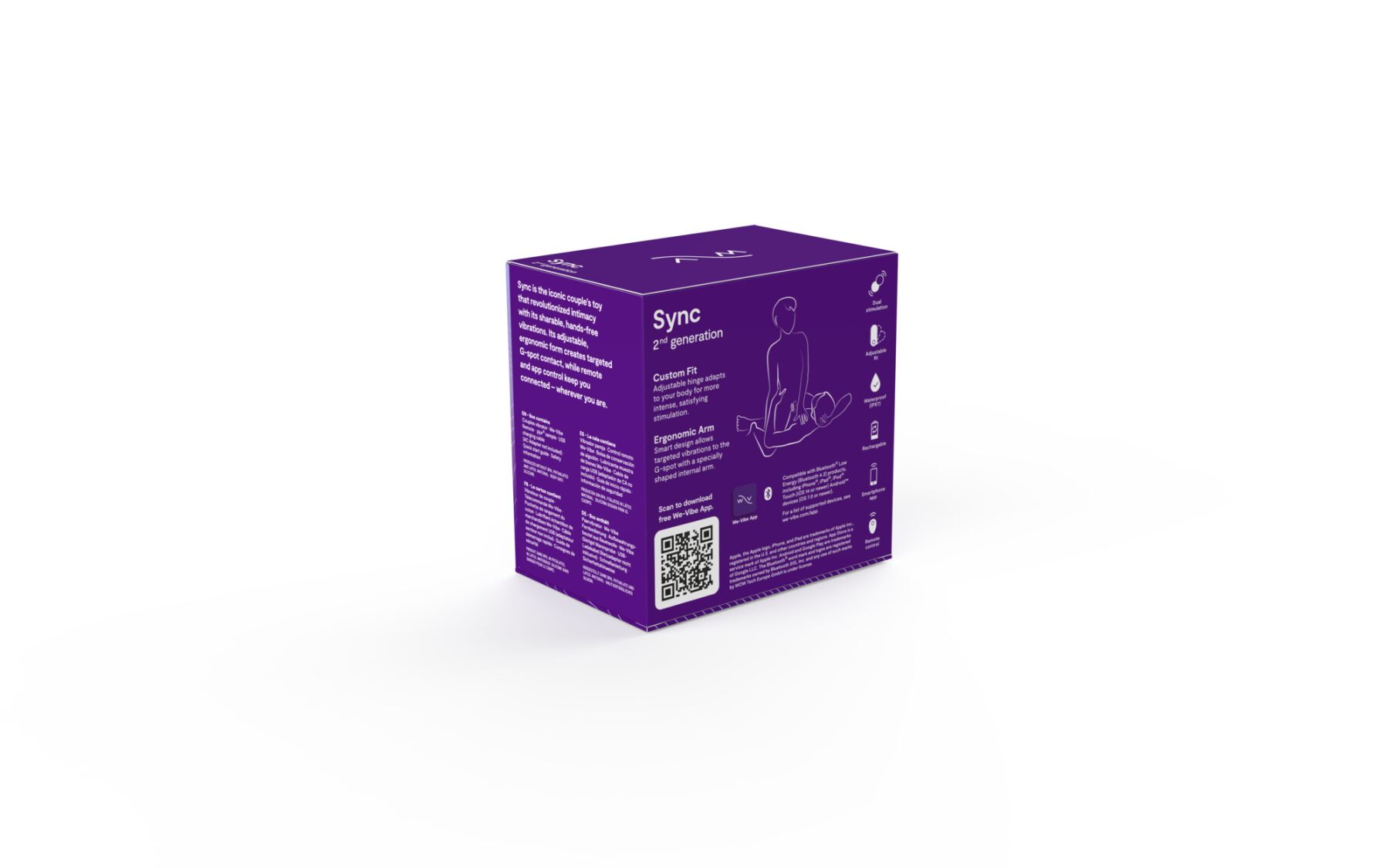 Смарт-вібратор для пар We-Vibe Sync 2 Purple, 10 віброрежимів, пульт ДК