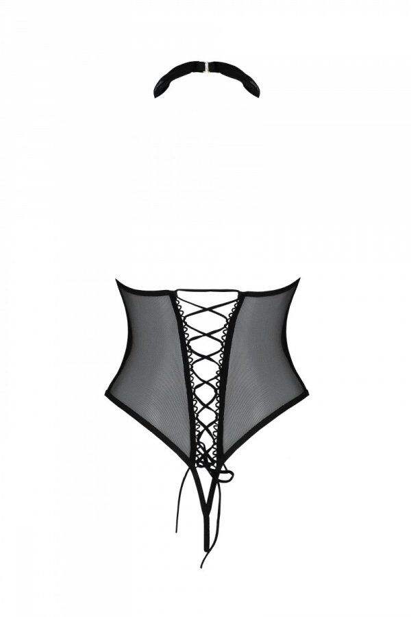 Еротичне боді Passion TRISHA BODY, S/M, beige, з відкритими чашками