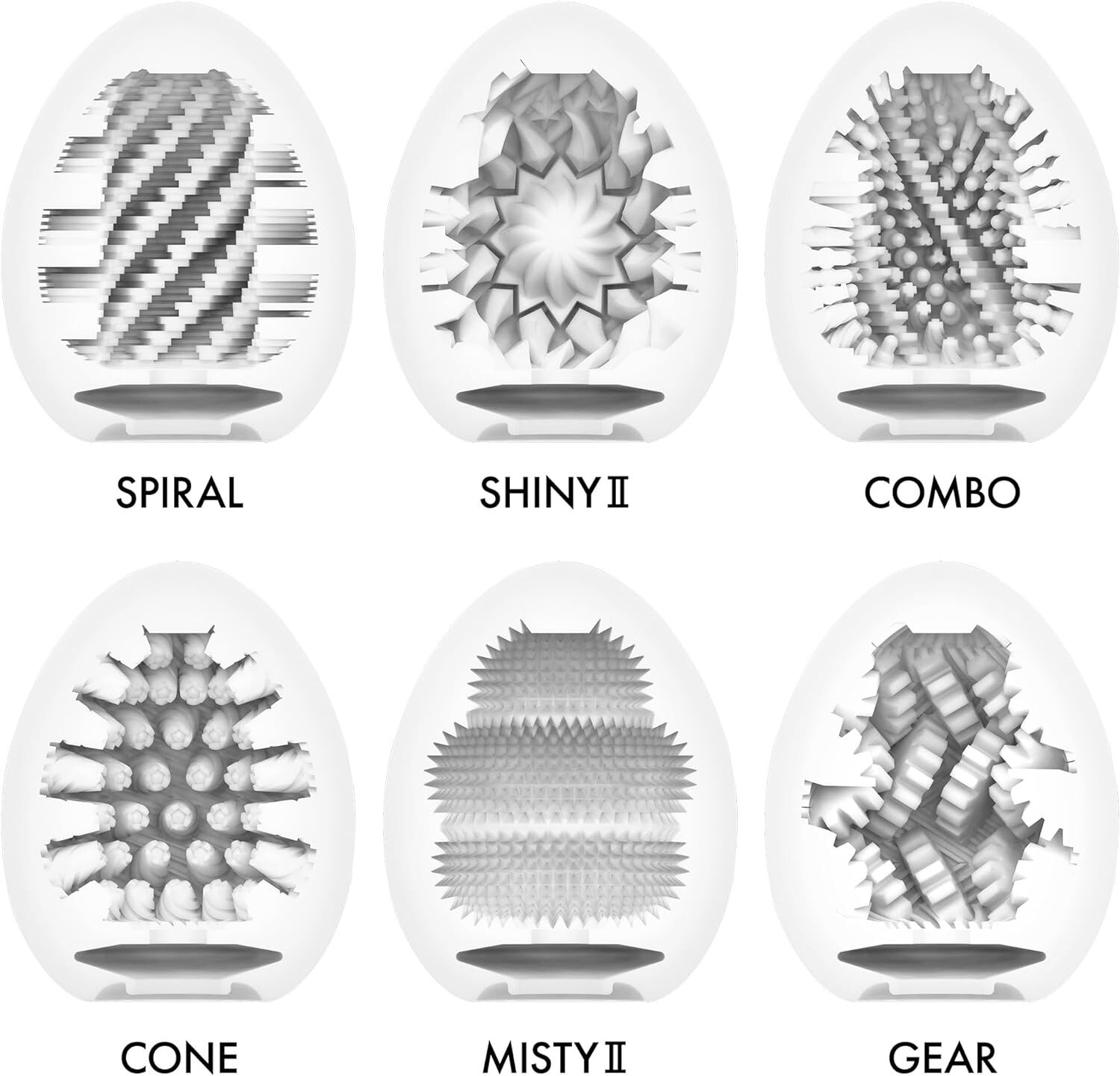 Набір мастурбаторів-яєць Tenga Egg Hard Boilded II Pack (6 яєць), щільний TPE, опукла текстура