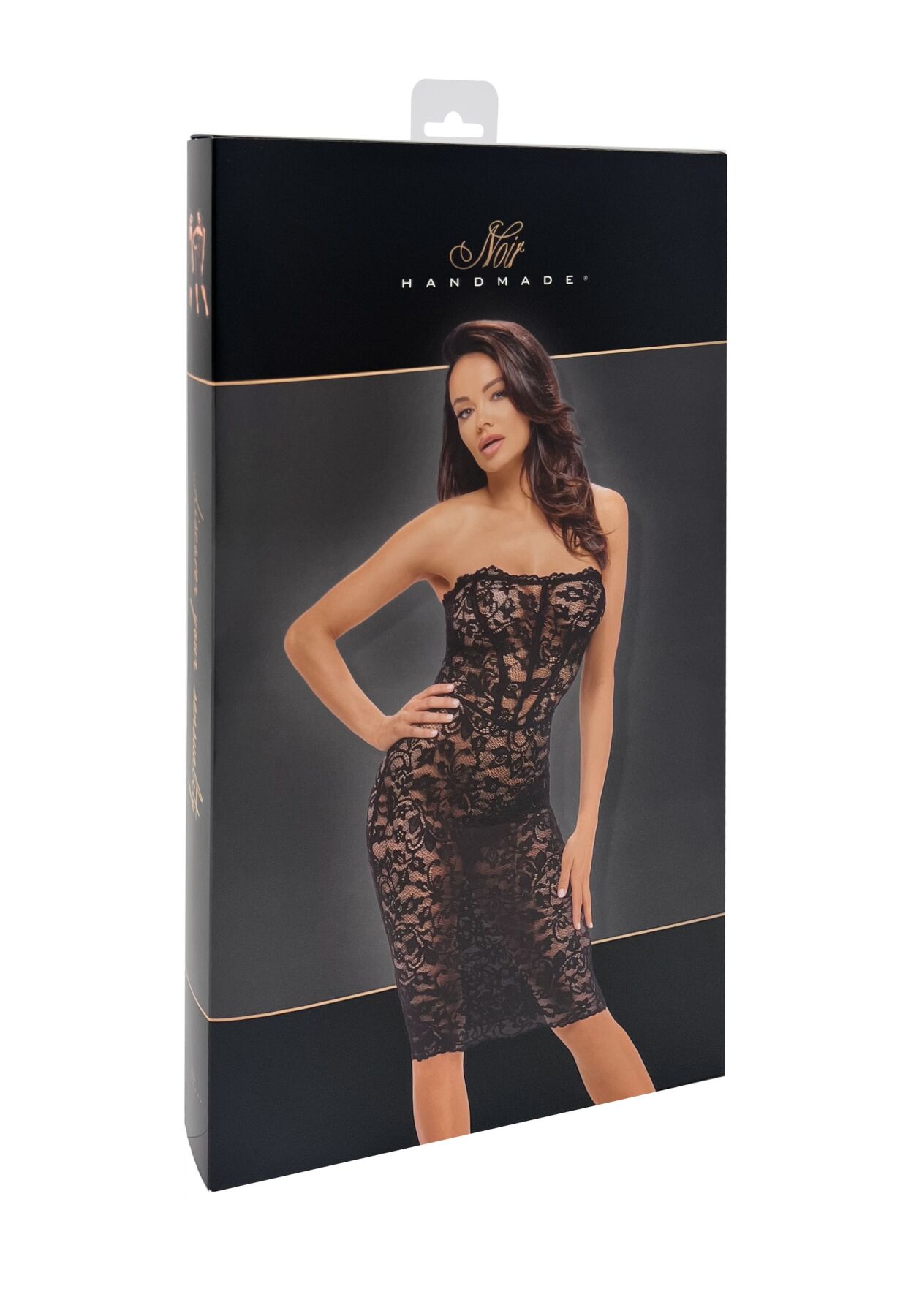 Сукня Noir Handmade F301 Catalyst, XXL, black, міді, мереживо, відкриті плечі, шнурівка на спині