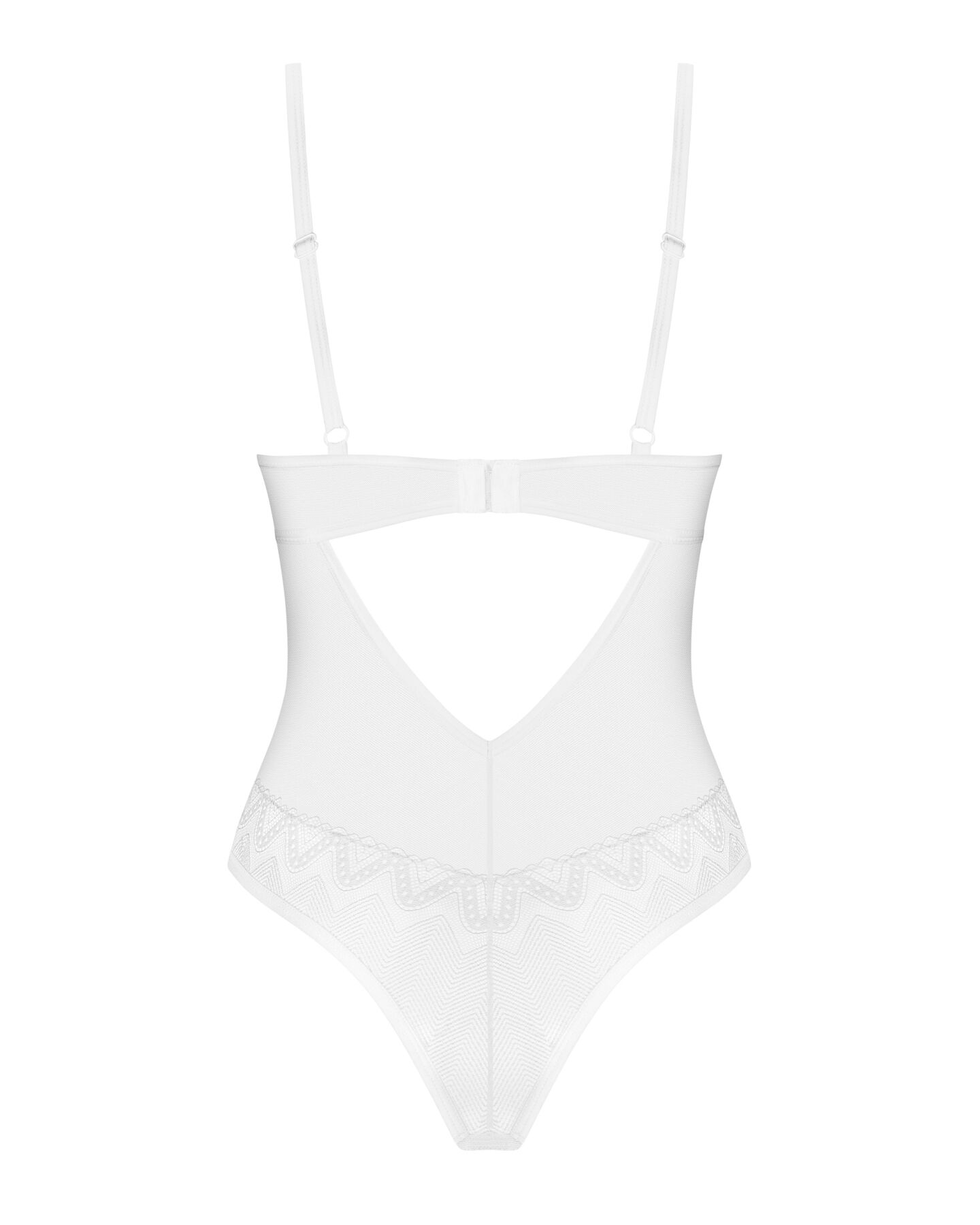 Боді Obsessive Alissium Teddy White, XL/2XL, ліф з м’якою чашкою, високі вирізи для ніг