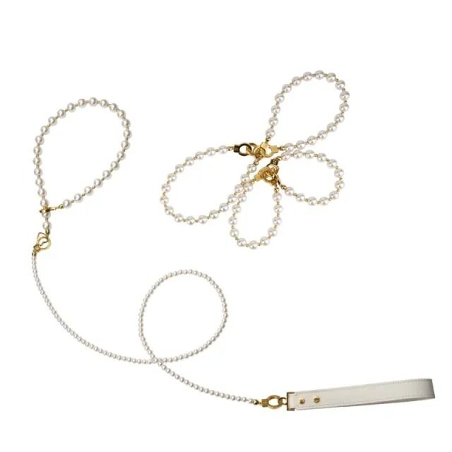 Перлинний набір для фіксації LOCKINK Pearl Bondage & Restraint Set, наручники, поножі, повідець