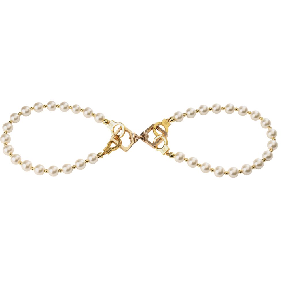Перлинний набір для фіксації LOCKINK Pearl Bondage & Restraint Set, наручники, поножі, повідець