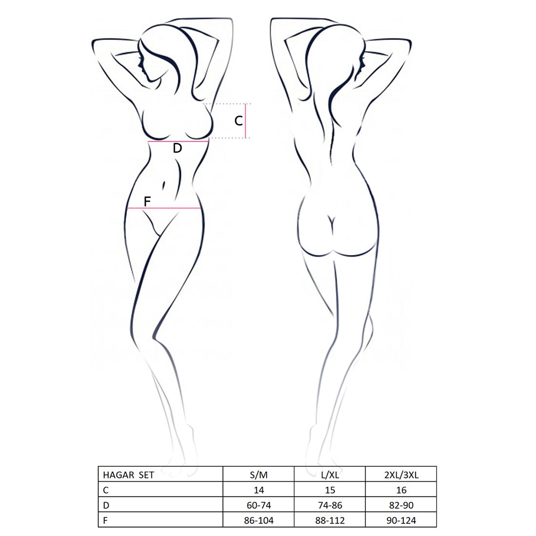 Комплект білизни Passion Exclusive HAGAR SET S/M, black, стрепи, трусики та ліф