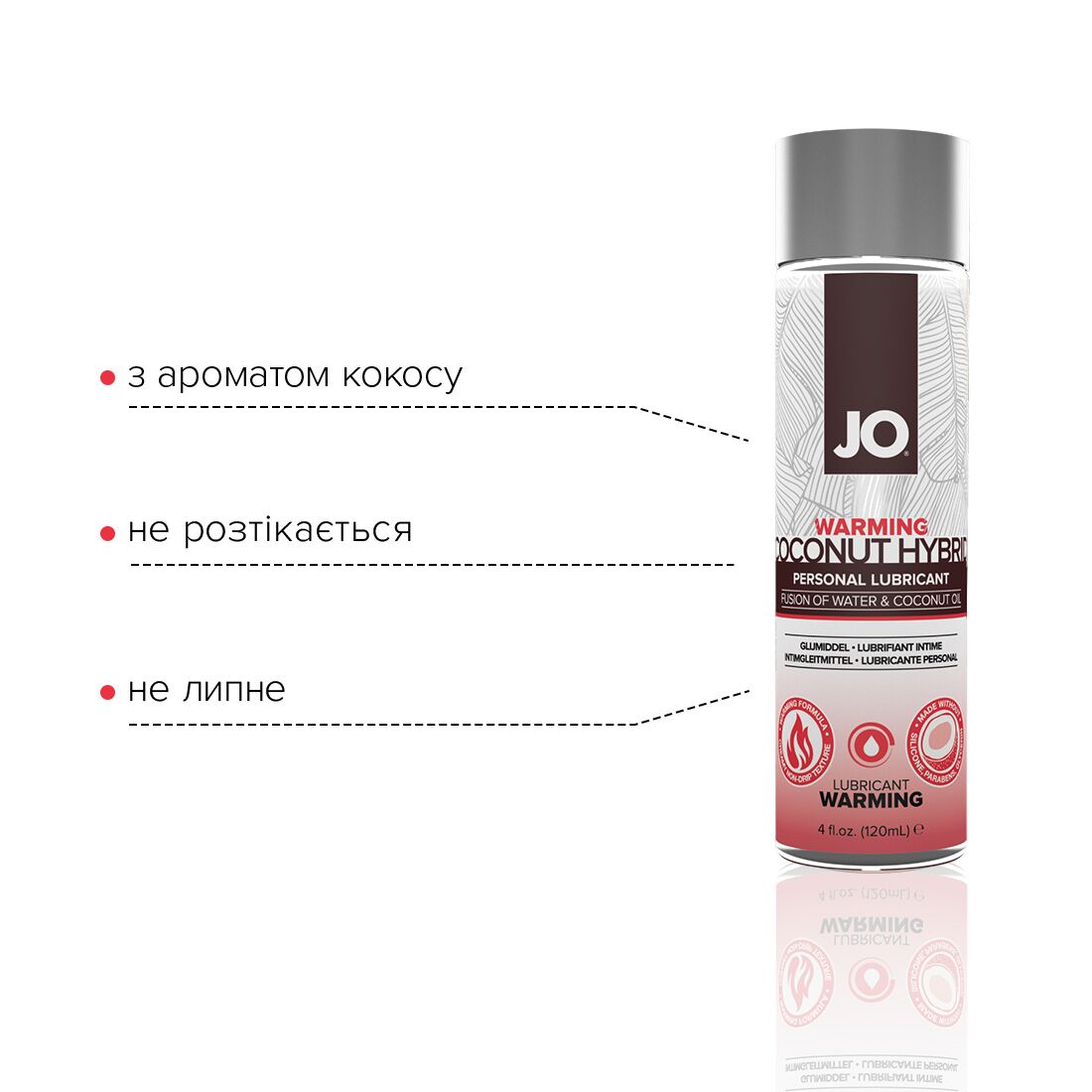 Розігрівальна змазка-крем з кокосовою олією JO Coconut Hybrid WARMING (120 мл) біла