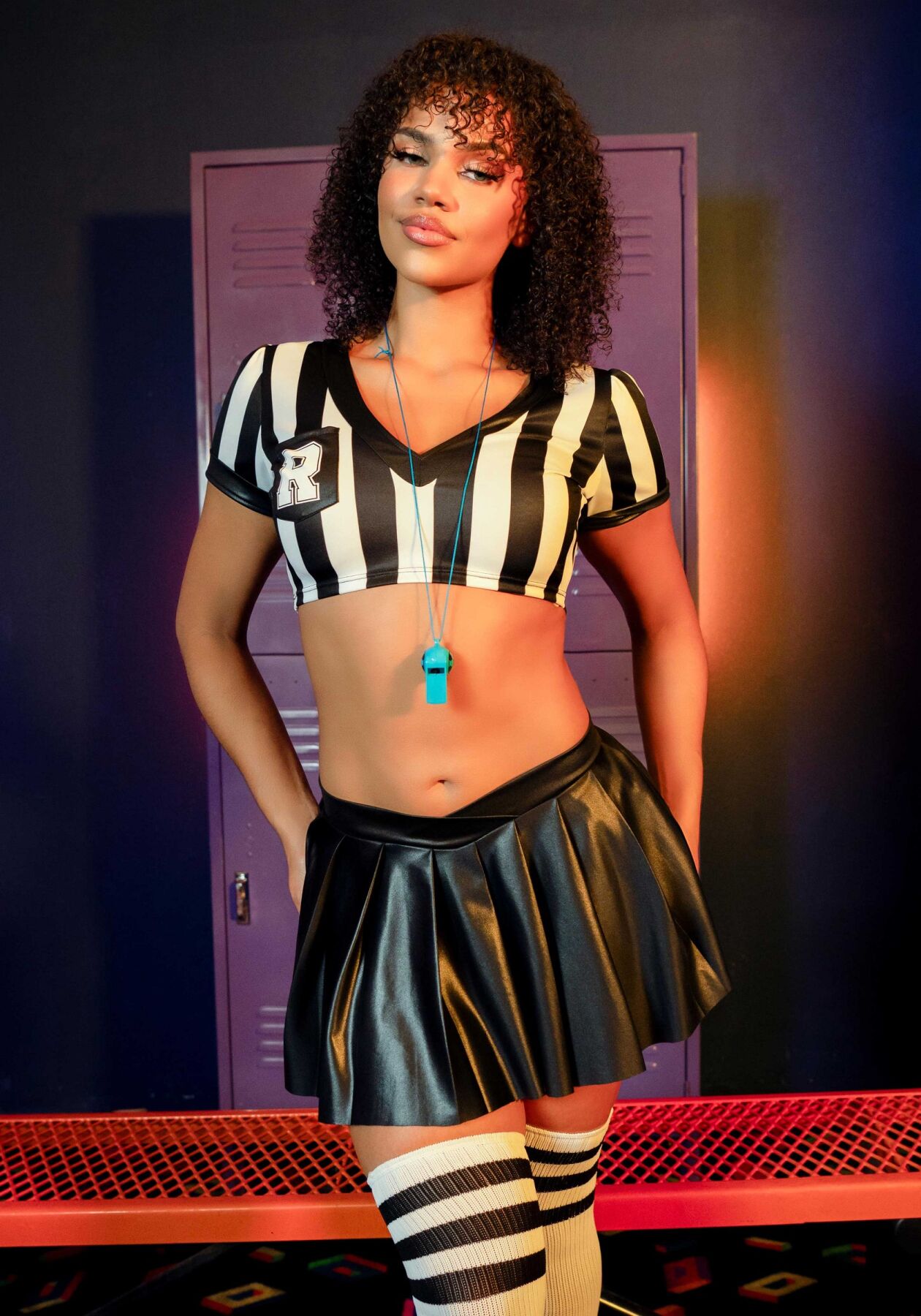 Костюм рефері Leg Avenue Time Out Referee M, кроп-топ спідниця свисток