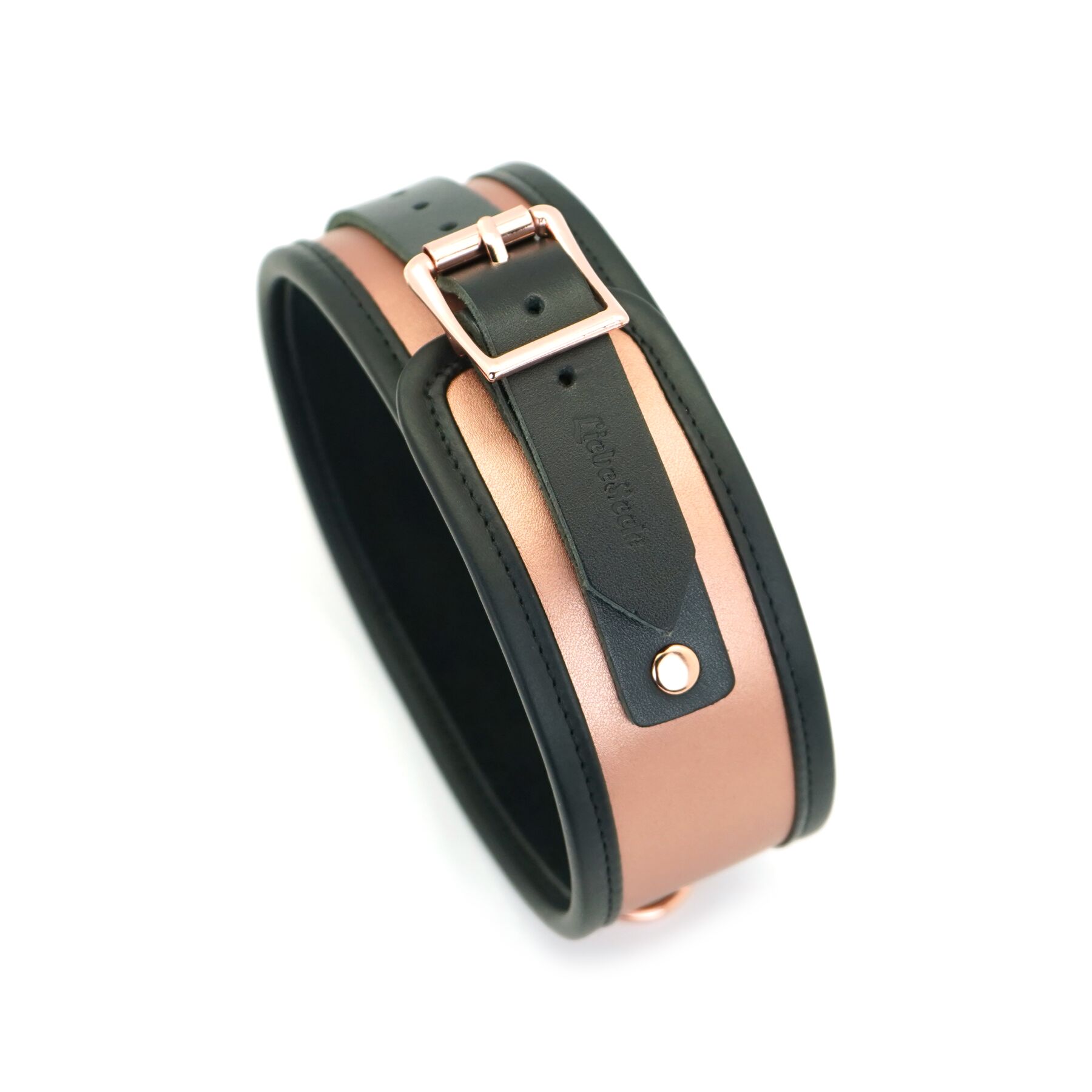 Широкий нашийник з повідцем Liebe Seele Rose Gold Memory Collar with Leash, натуральна шкіра