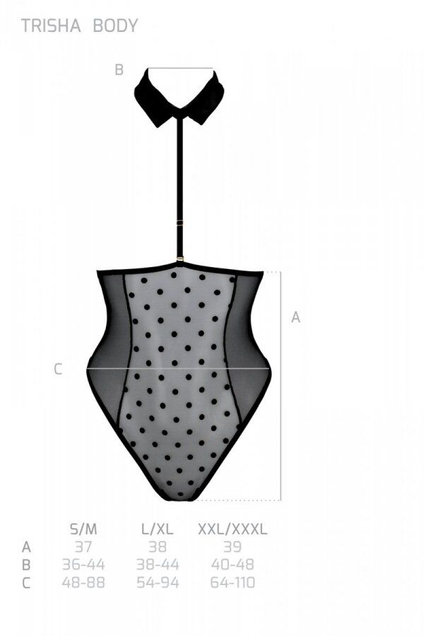 Еротичне боді Passion TRISHA BODY, S/M, black, з відкритими чашками